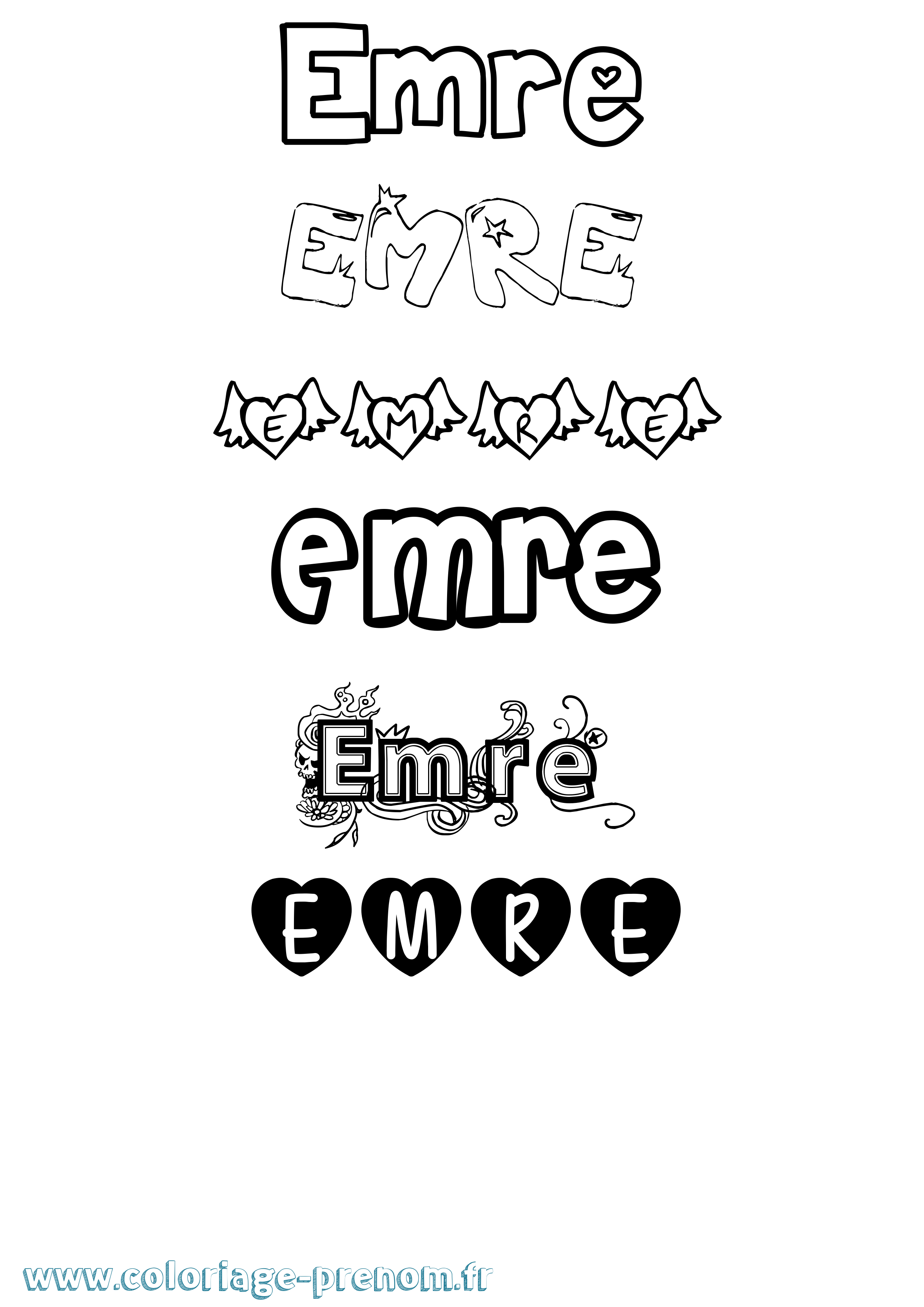 Coloriage Emre Girly Coloriage prénom Emre Girly