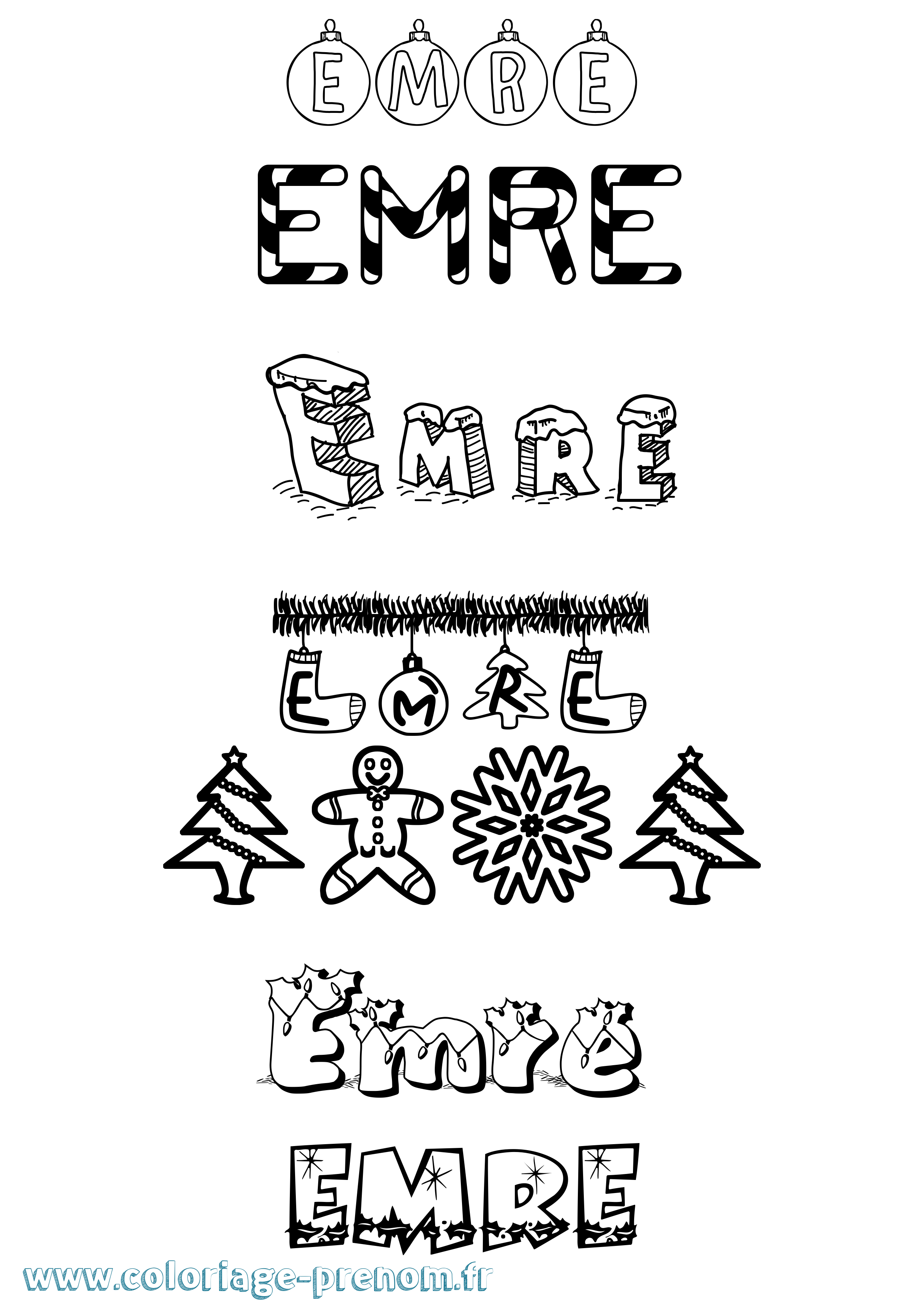 Coloriage Emre Noël Coloriage prénom Emre Noël