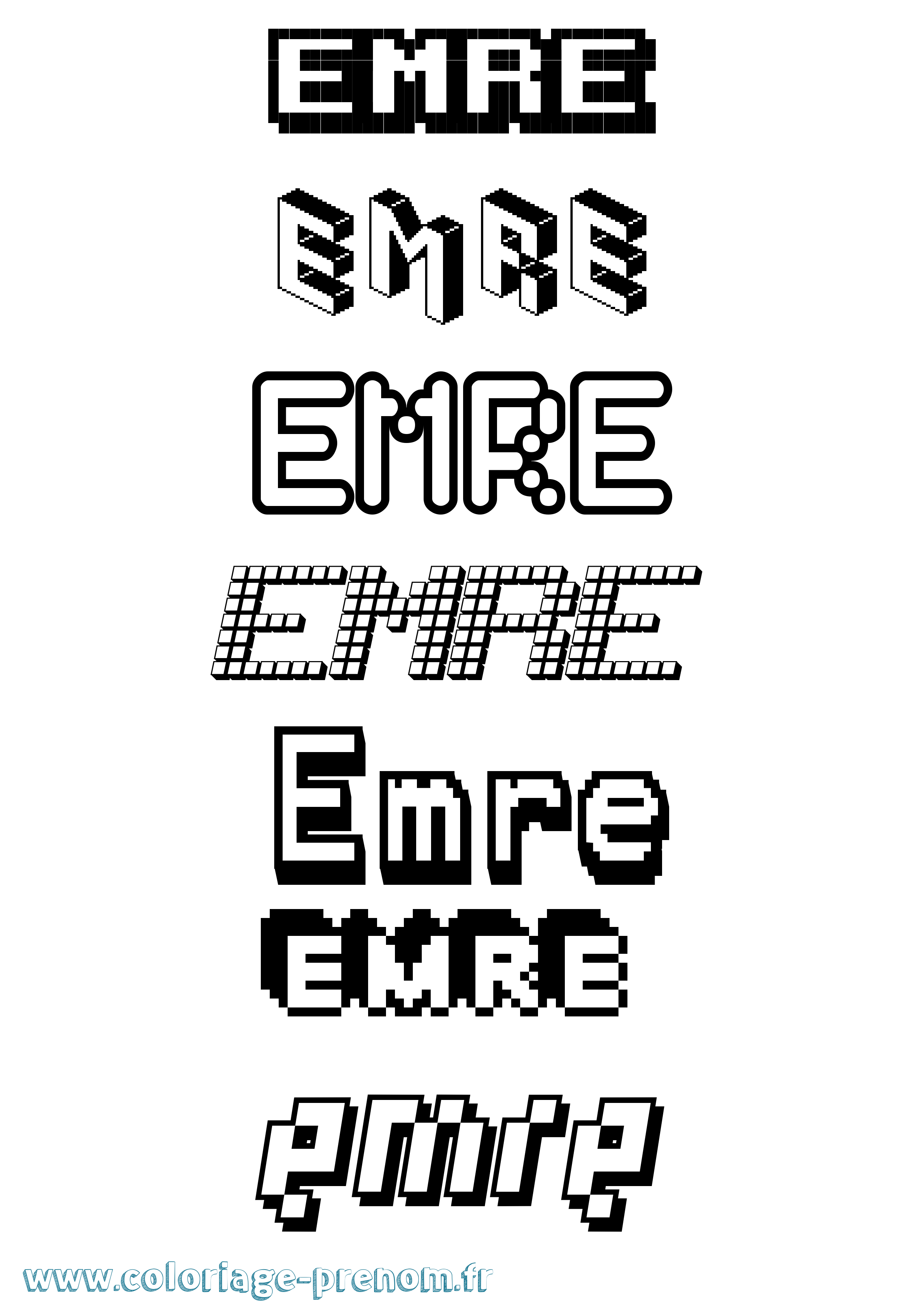 Coloriage Emre Pixel Coloriage prénom Emre Pixel