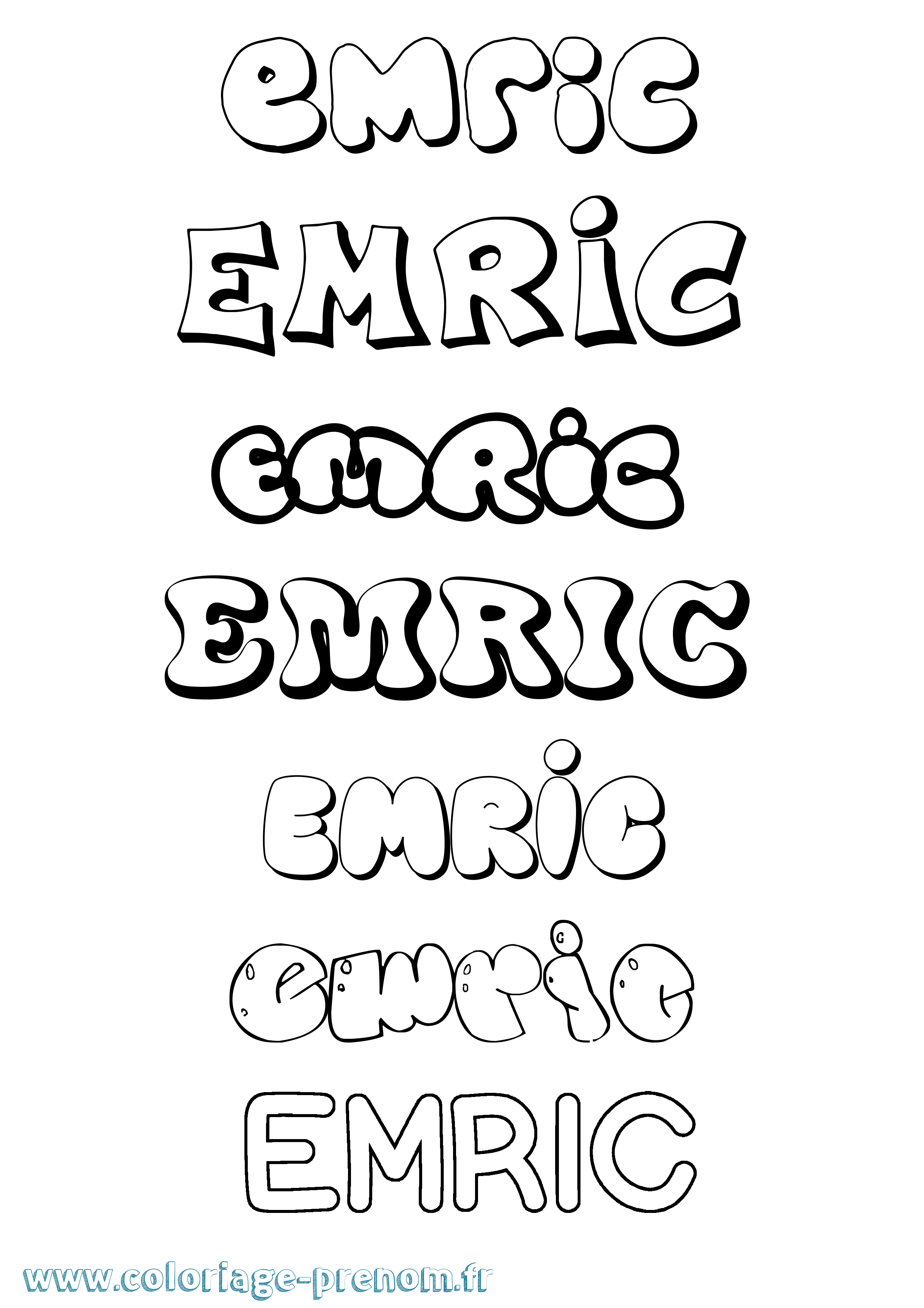 Coloriage Emric Bubble Coloriage prénom Emric Bubble
