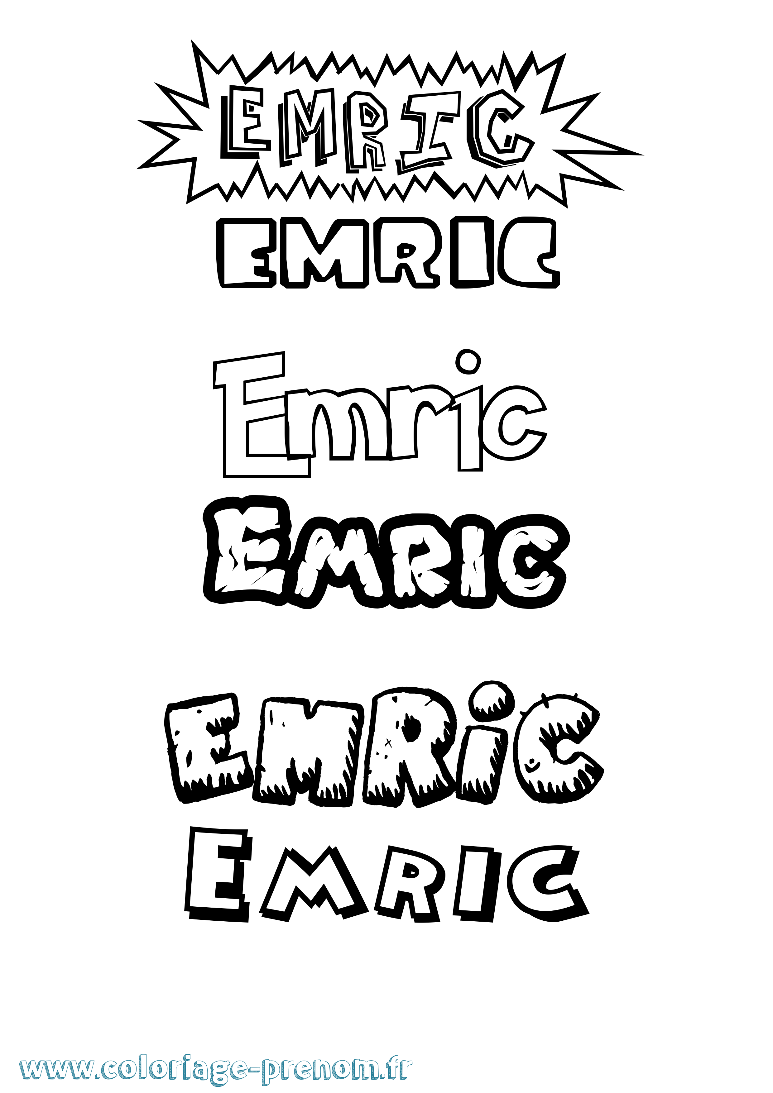 Coloriage Emric Dessin Animé Coloriage prénom Emric Dessin Animé