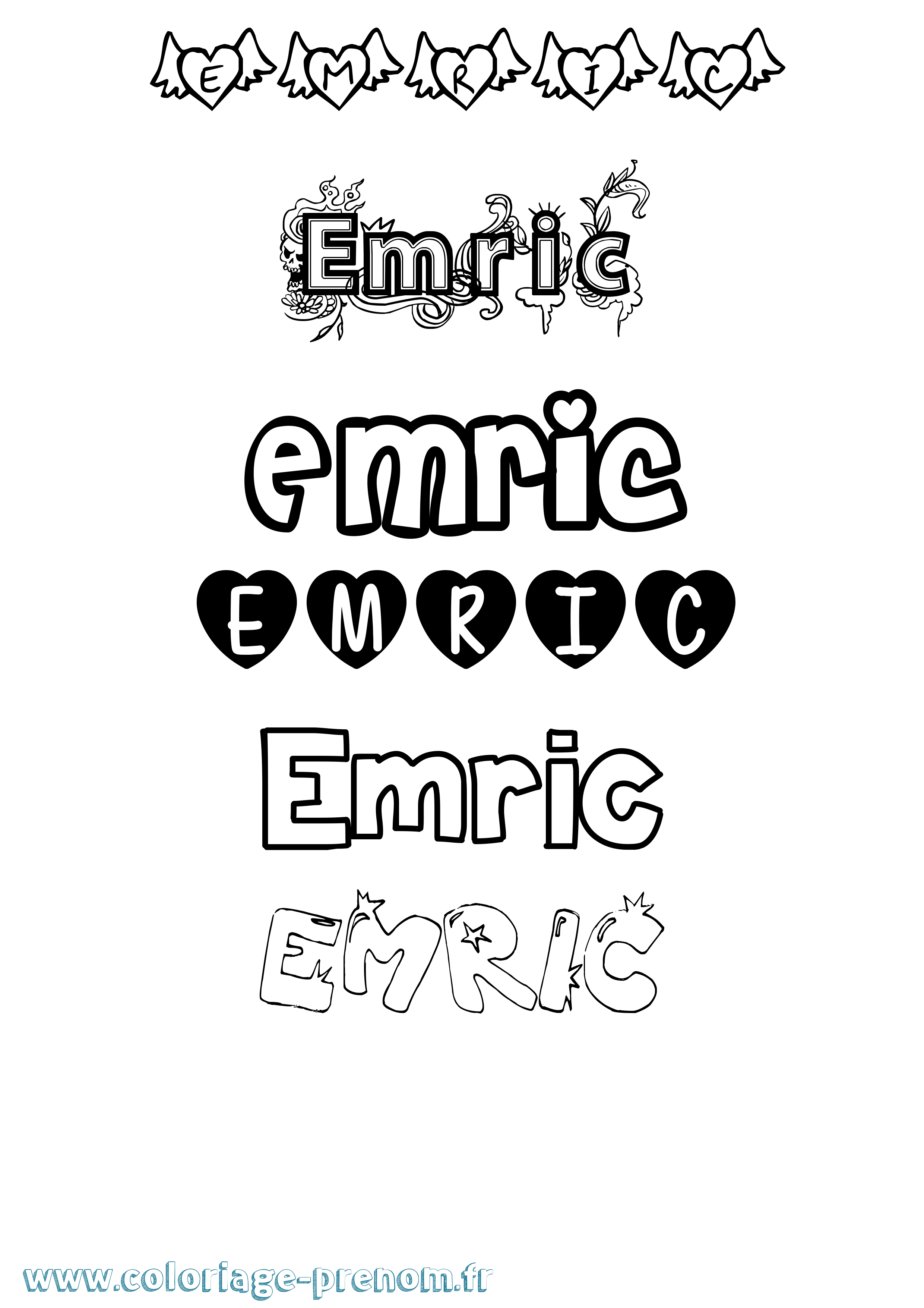 Coloriage Emric Girly Coloriage prénom Emric Girly