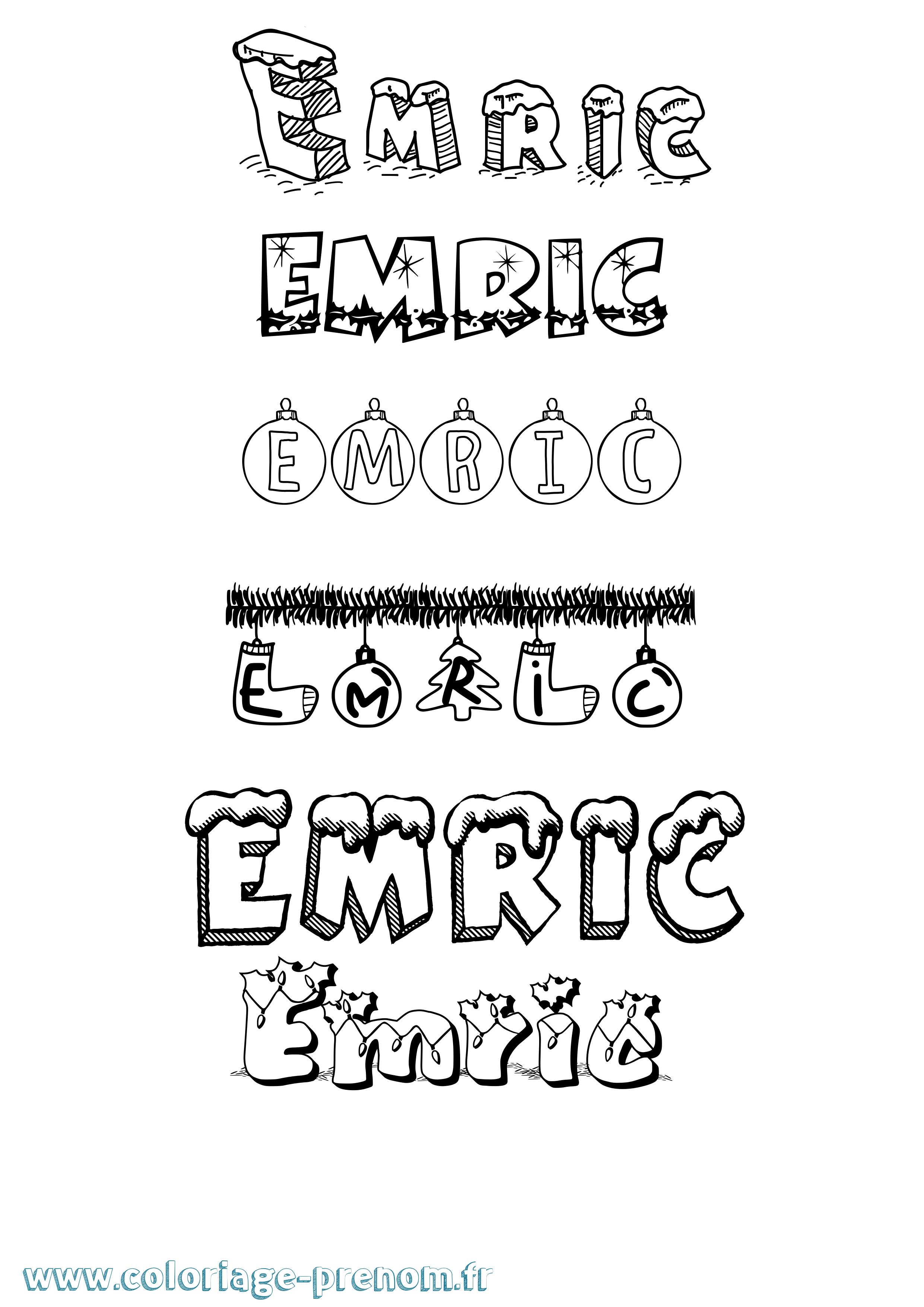 Coloriage Emric Noël Coloriage prénom Emric Noël