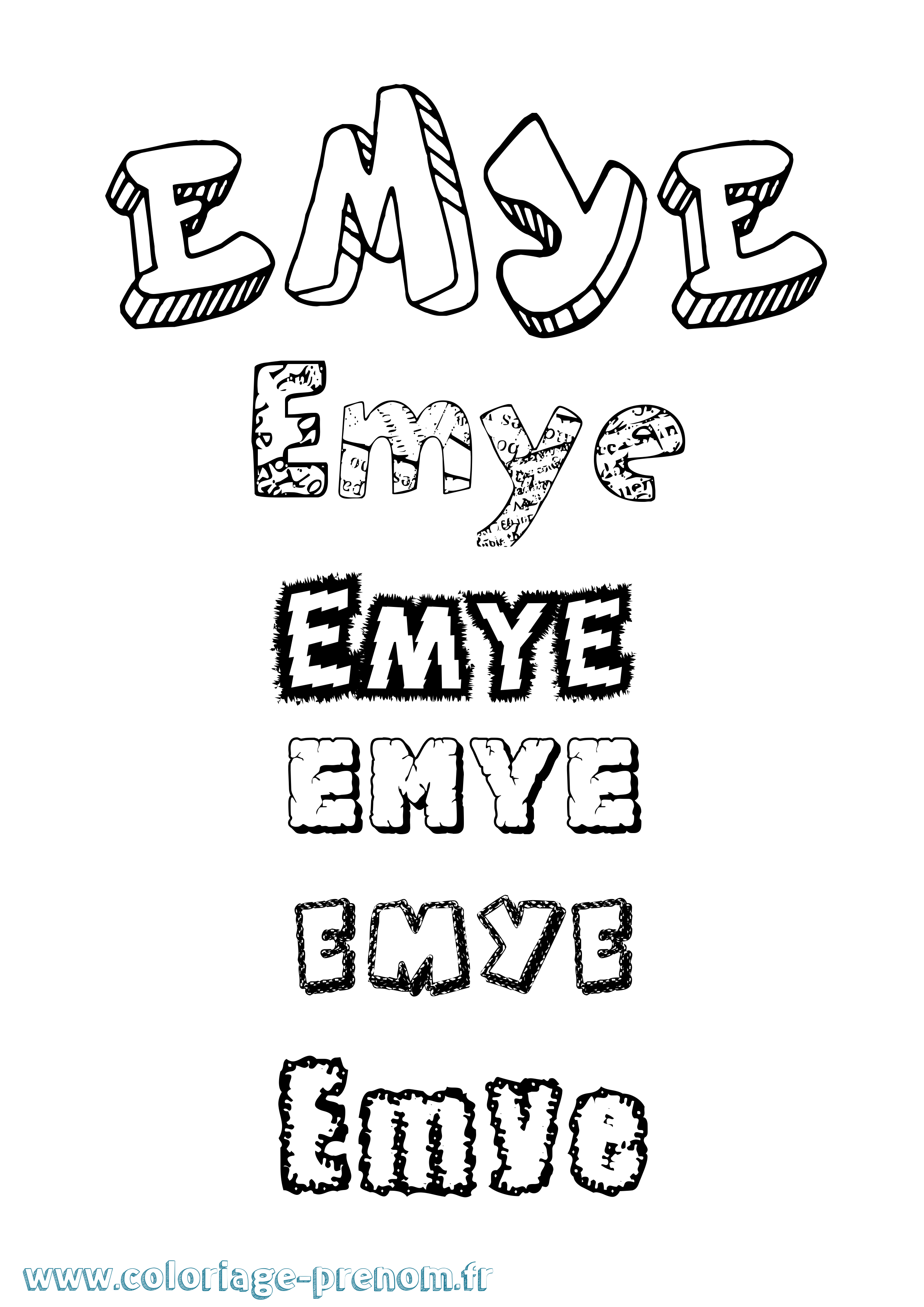 Coloriage Emye Destructuré Coloriage prénom Emye Destructuré