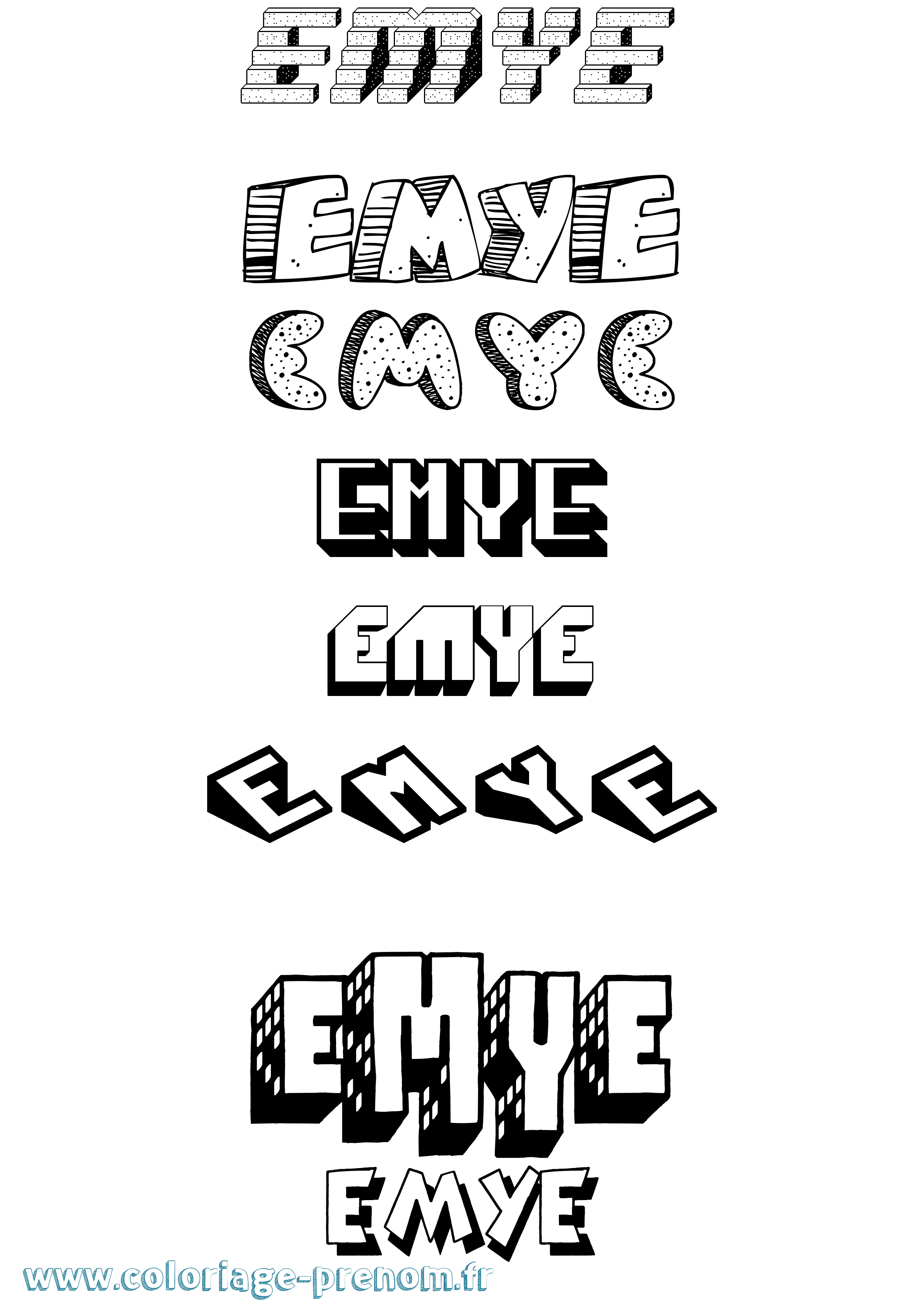 Coloriage Emye Effet 3D Coloriage prénom Emye Effet 3D