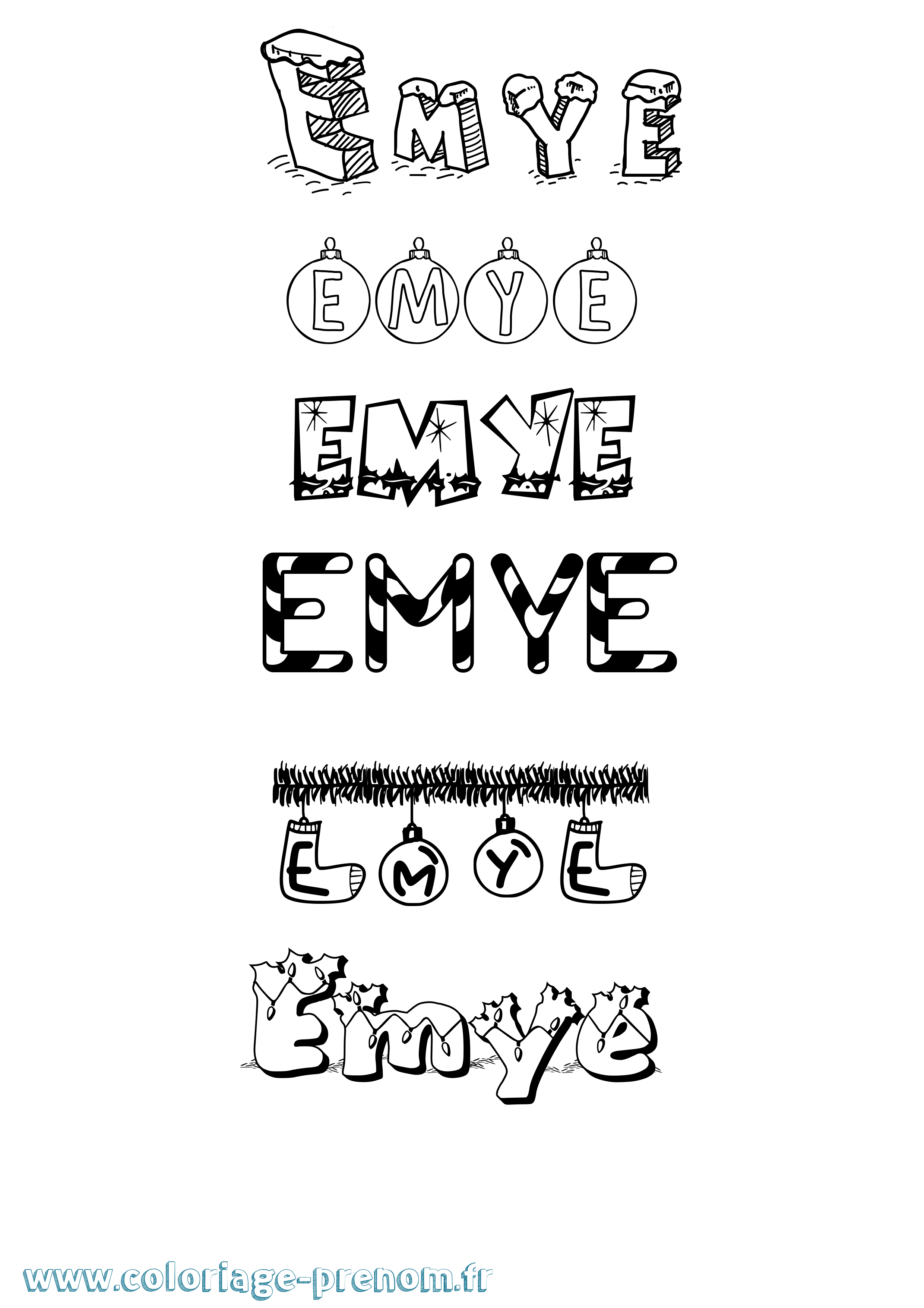 Coloriage Emye Noël Coloriage prénom Emye Noël