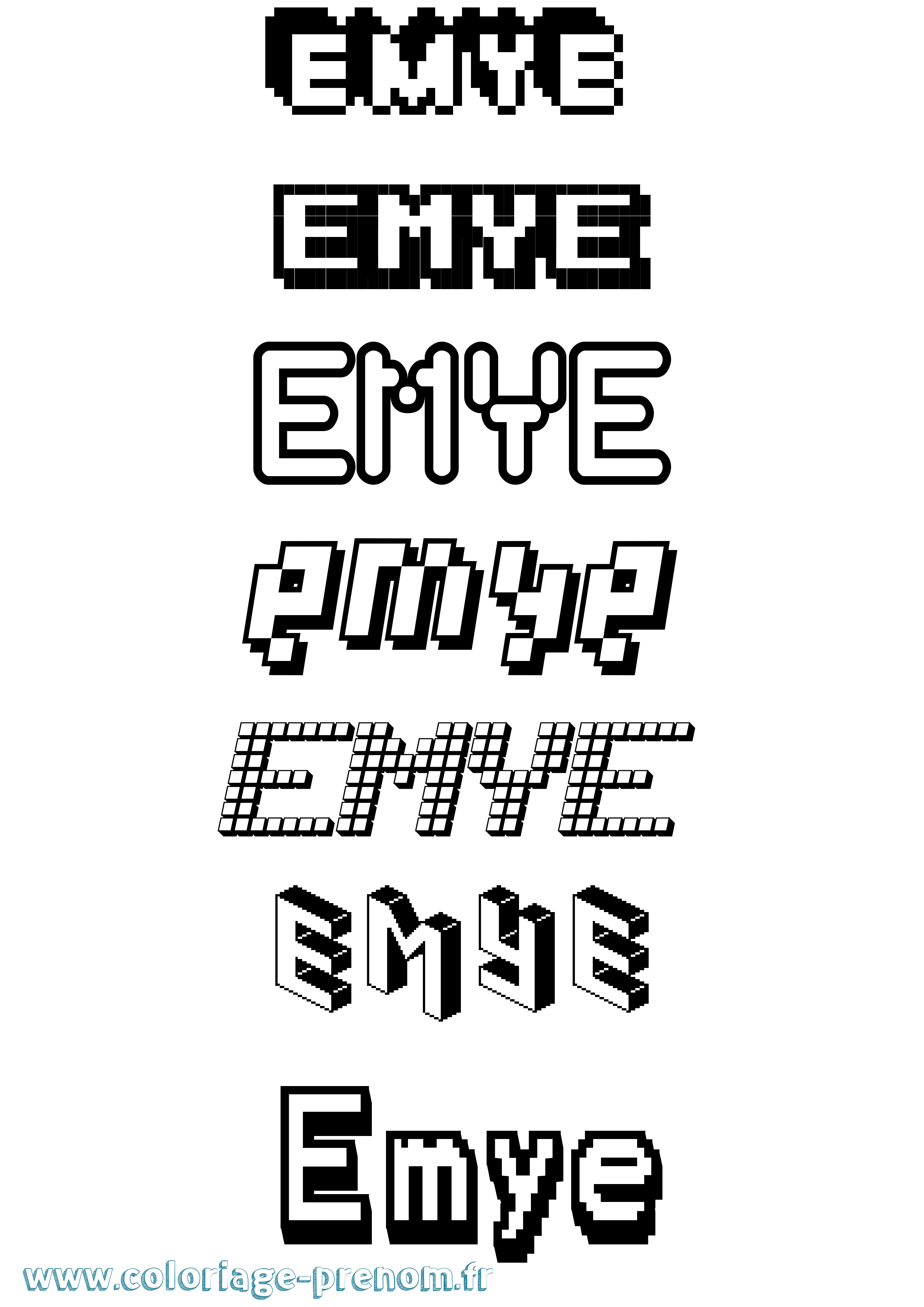 Coloriage Emye Pixel Coloriage prénom Emye Pixel
