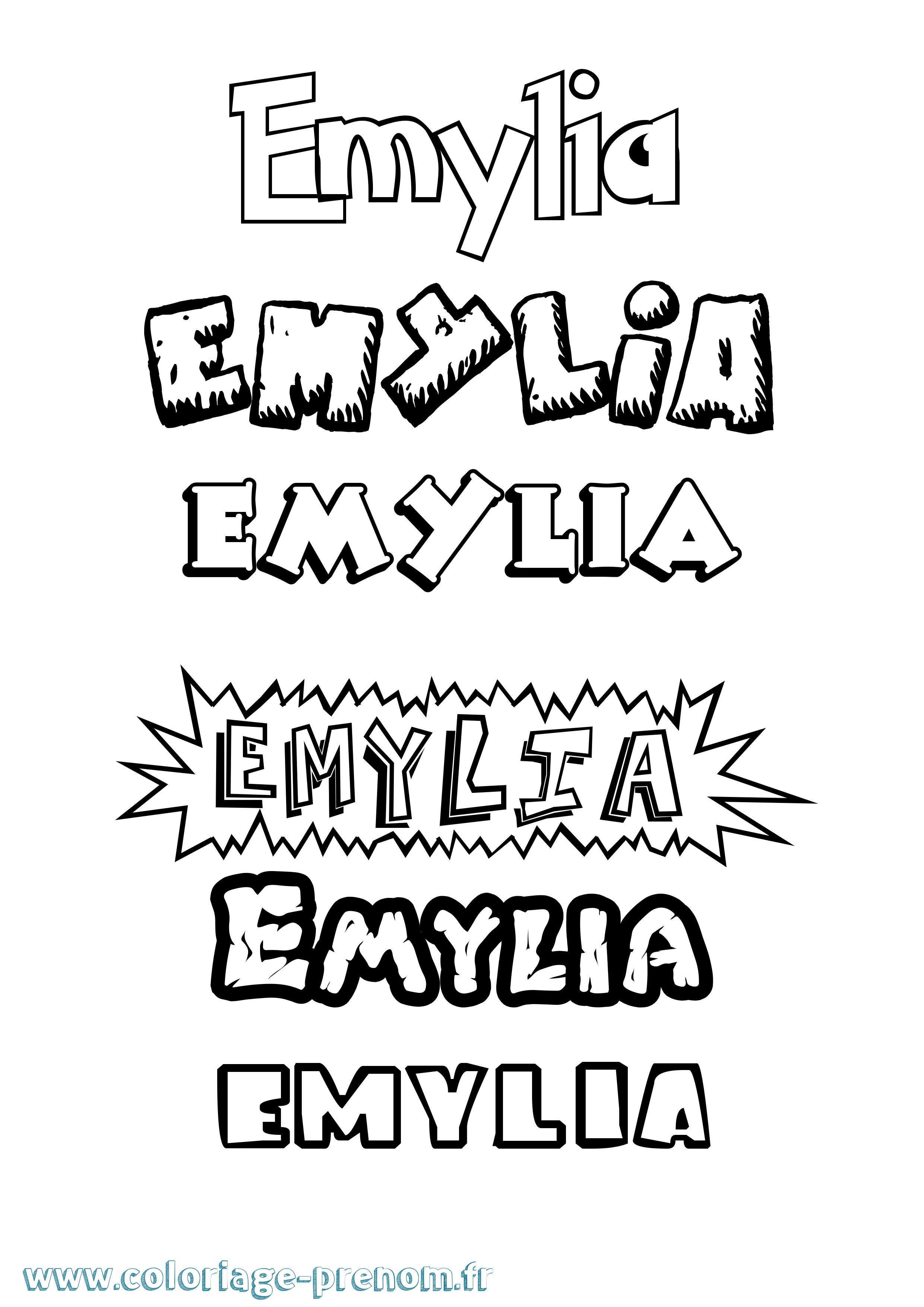 Coloriage Emylia Dessin Animé Coloriage prénom Emylia Dessin Animé