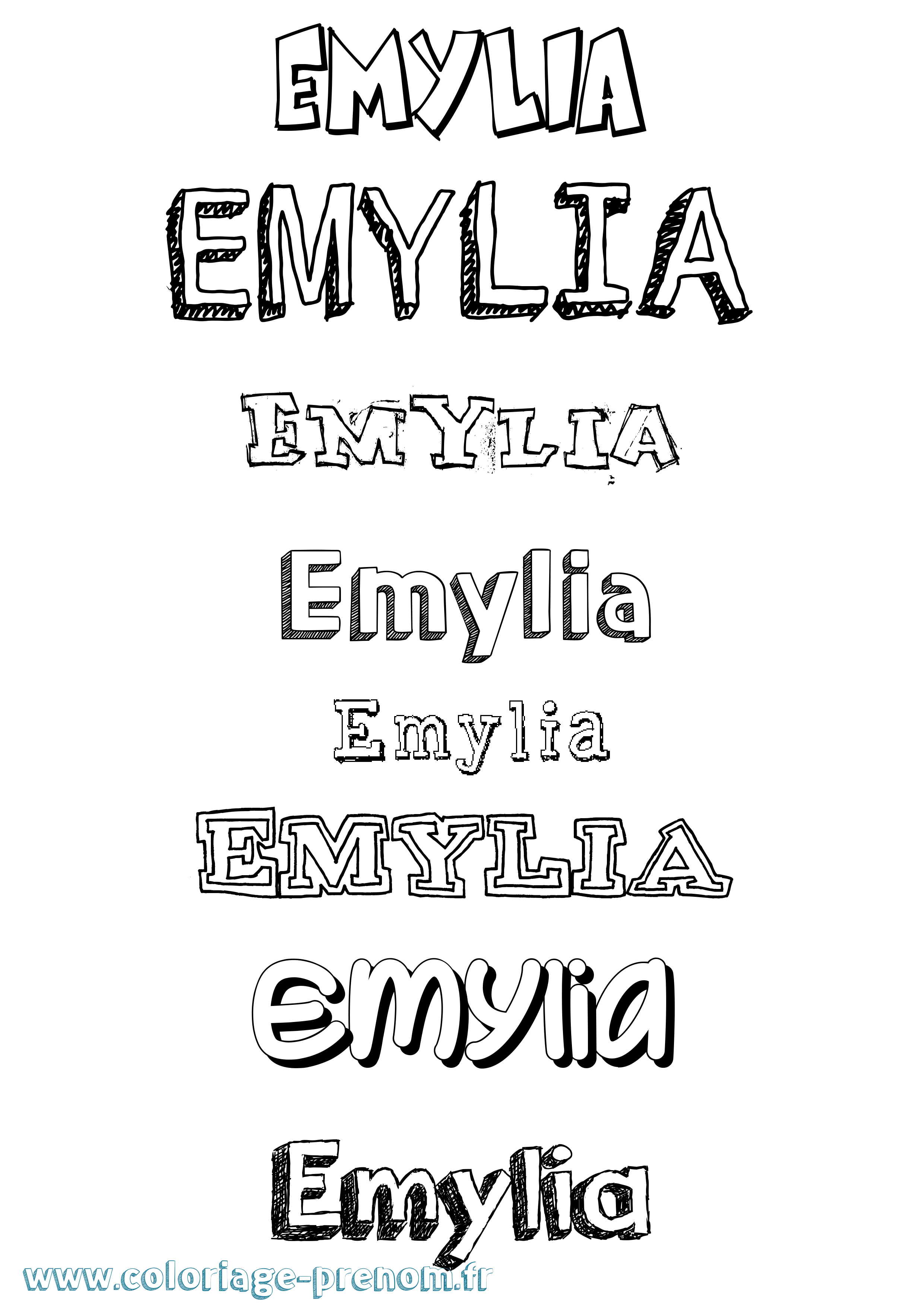 Coloriage Emylia Dessiné Coloriage prénom Emylia Dessiné