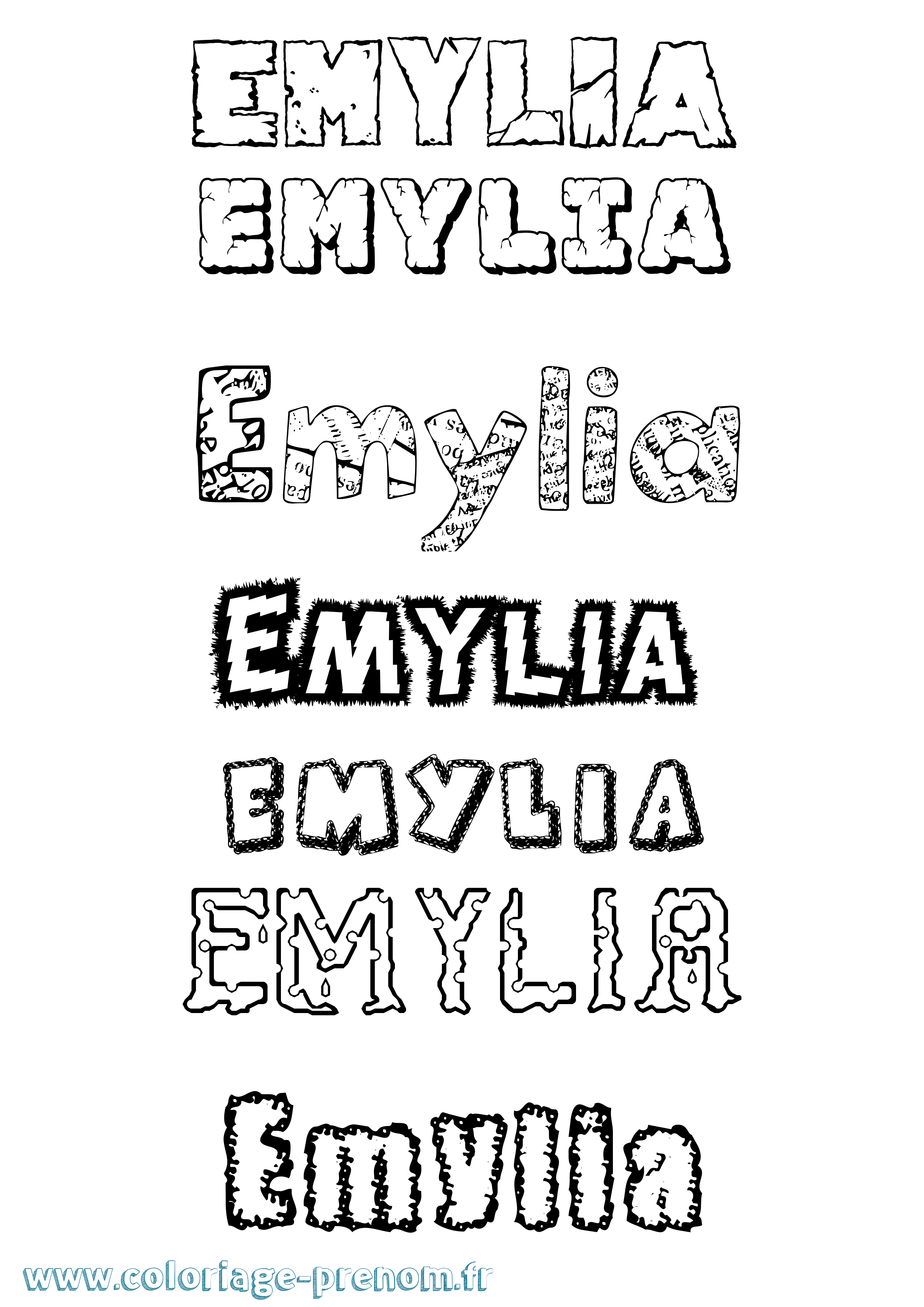 Coloriage Emylia Destructuré Coloriage prénom Emylia Destructuré