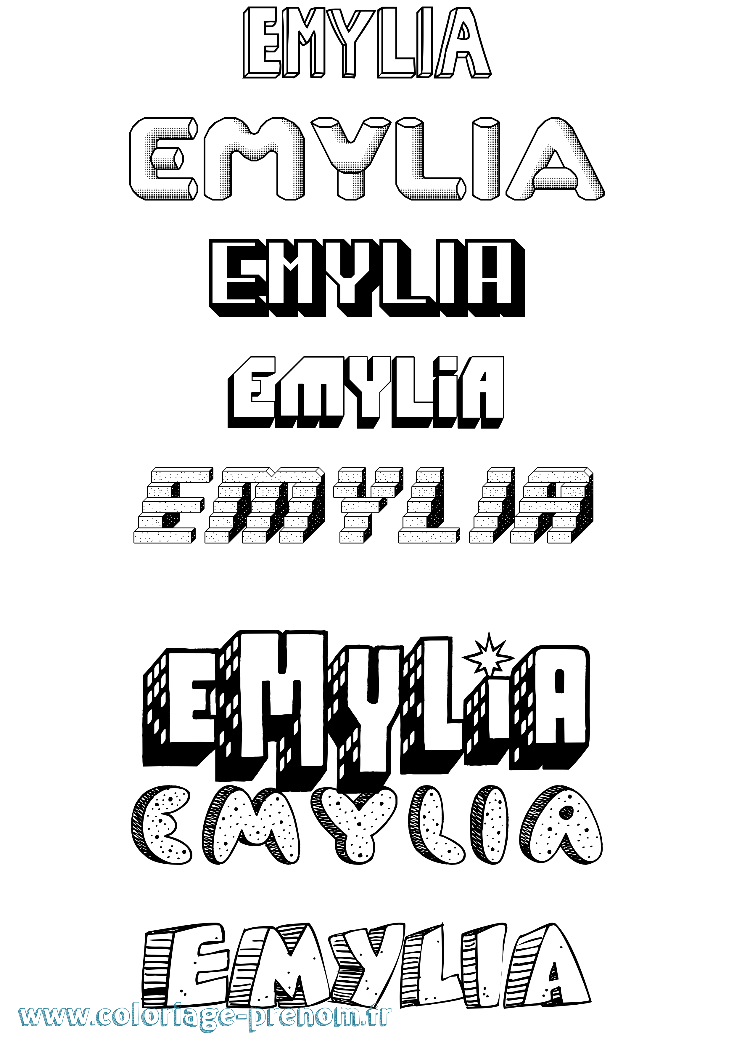 Coloriage Emylia Effet 3D Coloriage prénom Emylia Effet 3D