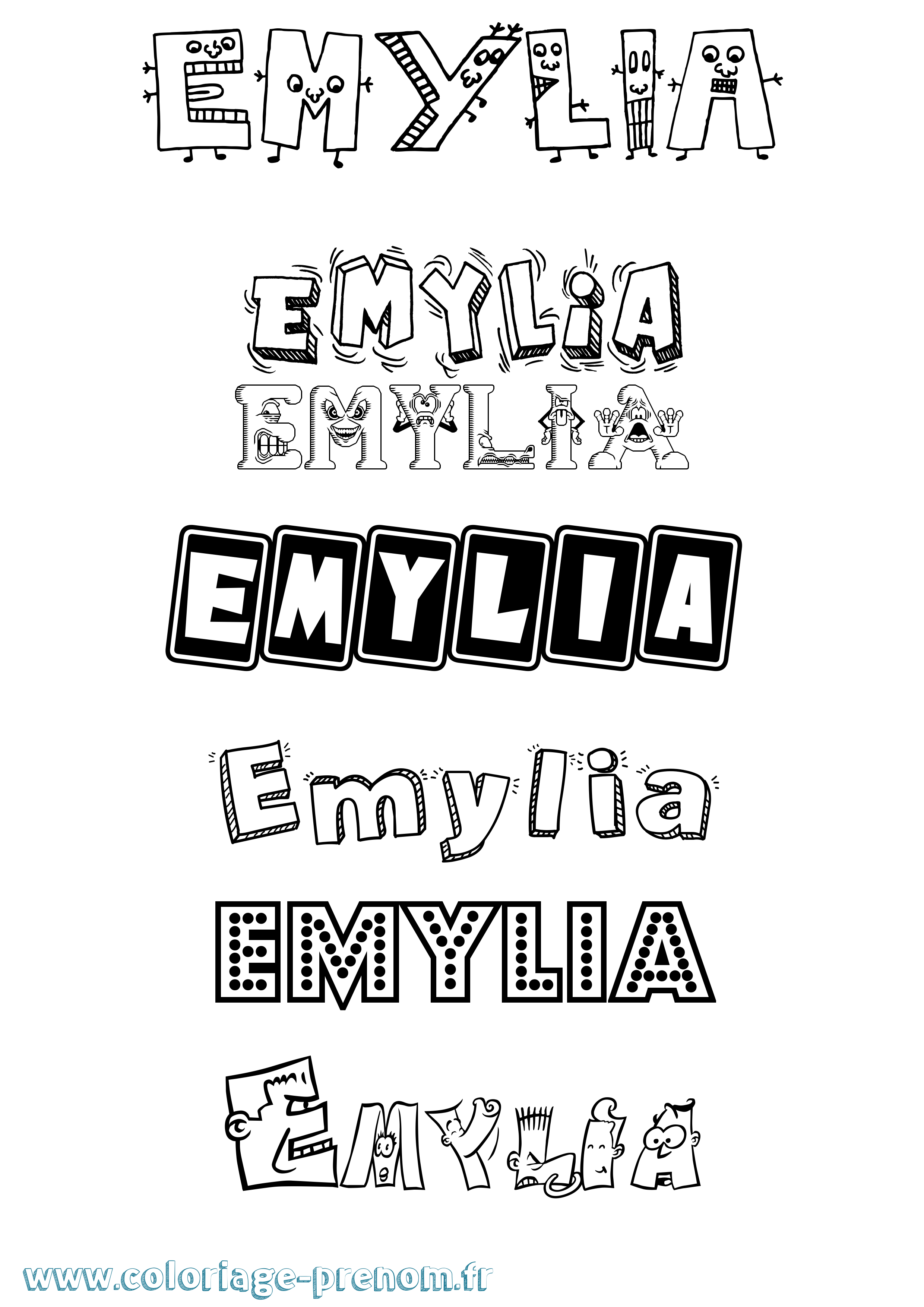 Coloriage Emylia Fun Coloriage prénom Emylia Fun