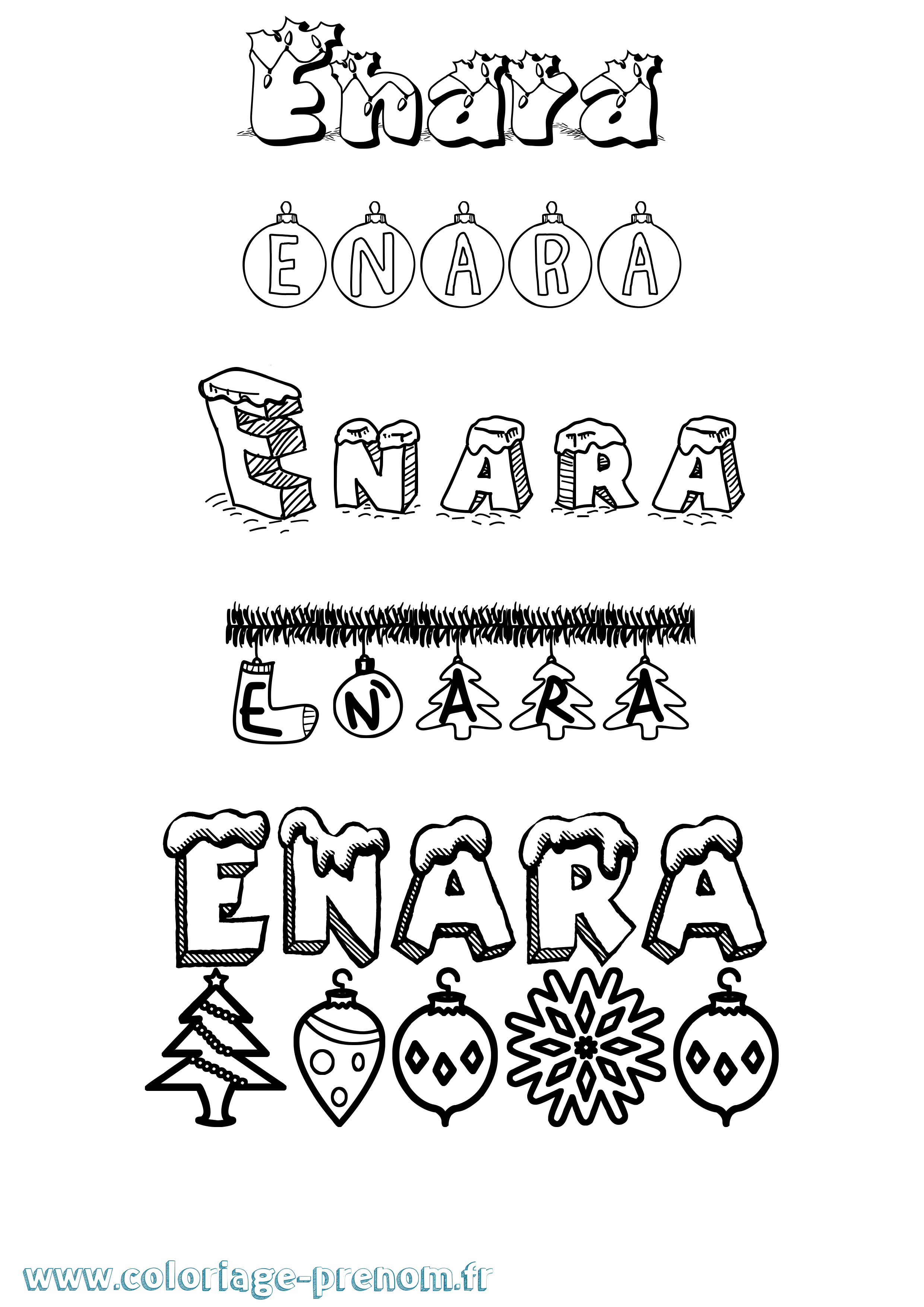 Coloriage Enara Noël Coloriage prénom Enara Noël