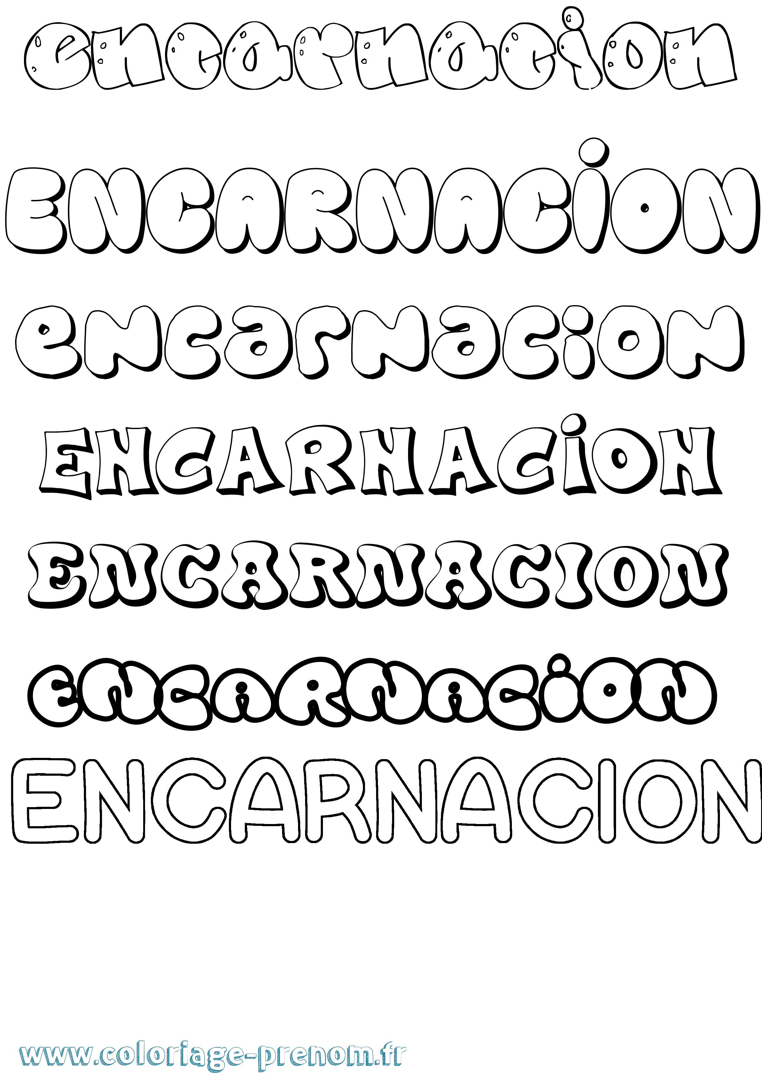 Coloriage Encarnacion Bubble Coloriage prénom Encarnacion Bubble