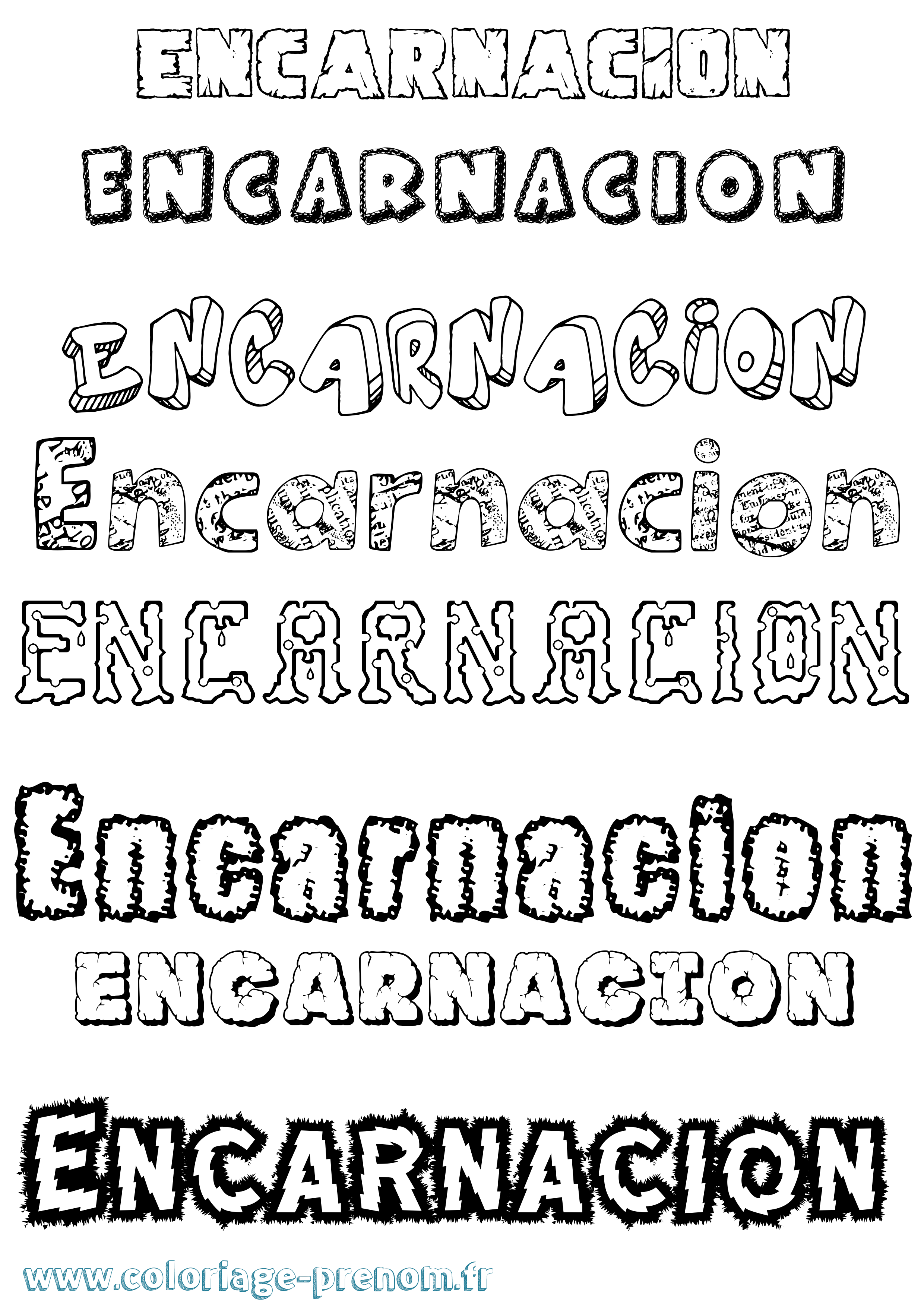 Coloriage Encarnacion Destructuré Coloriage prénom Encarnacion Destructuré