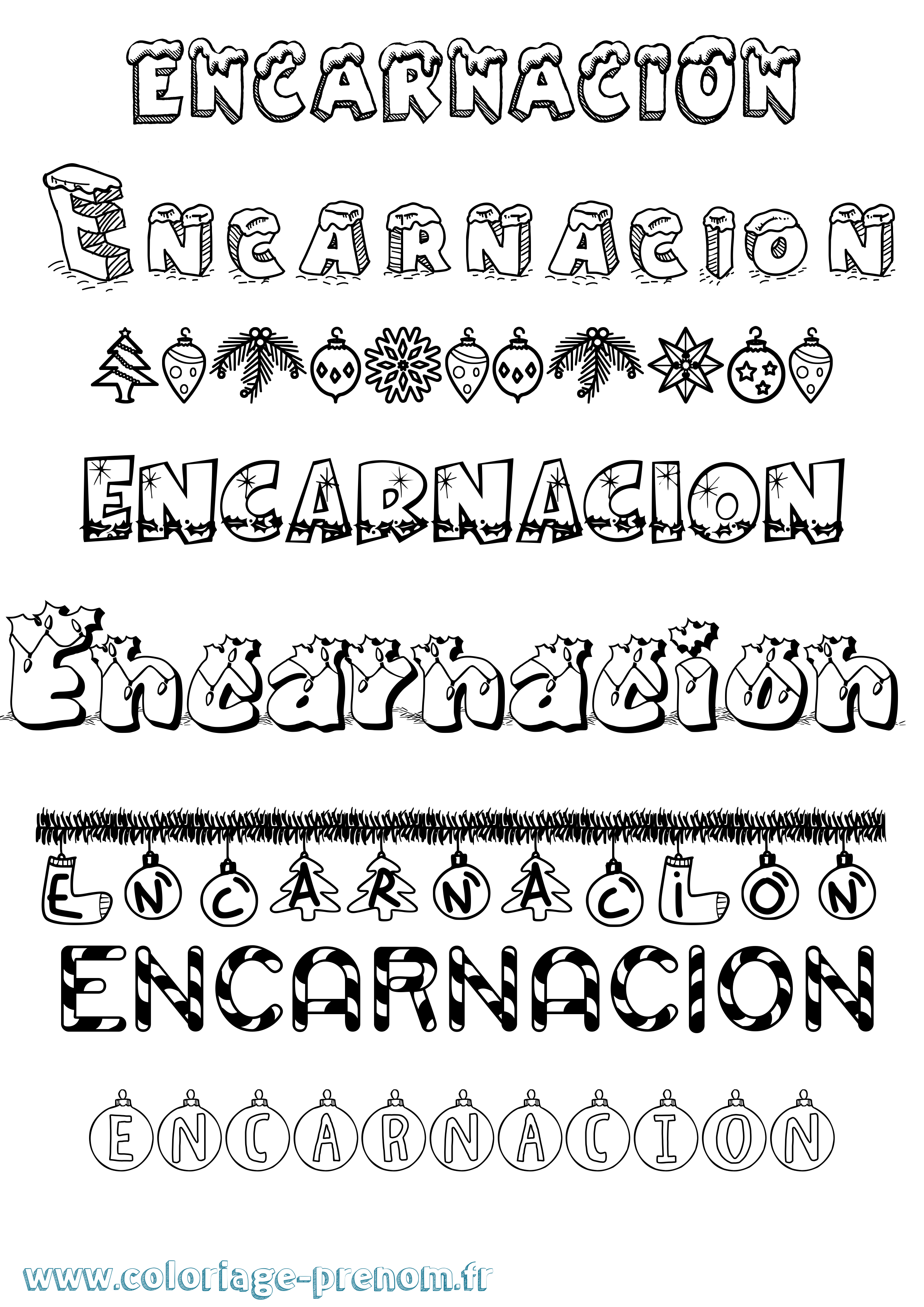 Coloriage Encarnacion Noël Coloriage prénom Encarnacion Noël