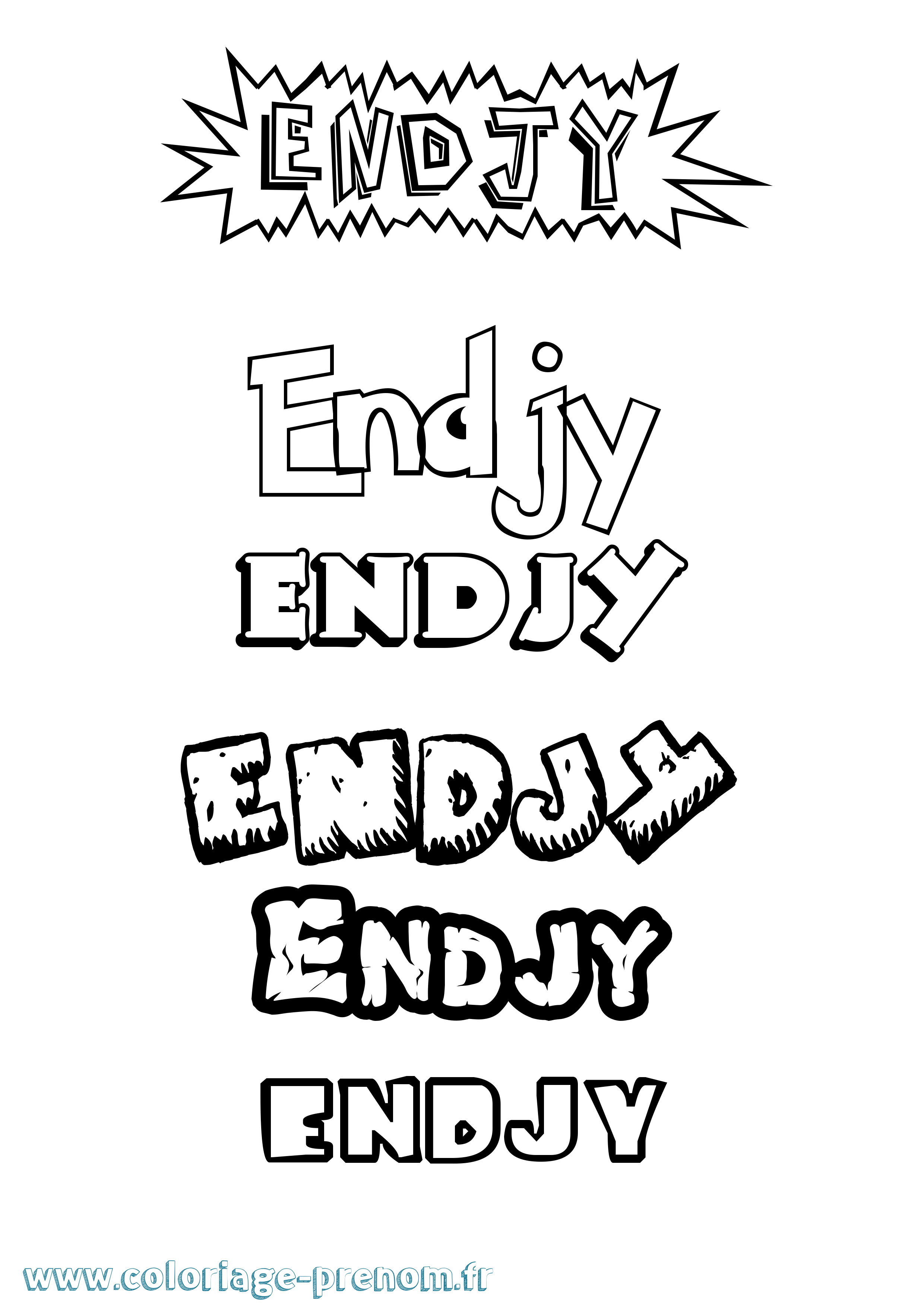 Coloriage Endjy Dessin Animé Coloriage prénom Endjy Dessin Animé