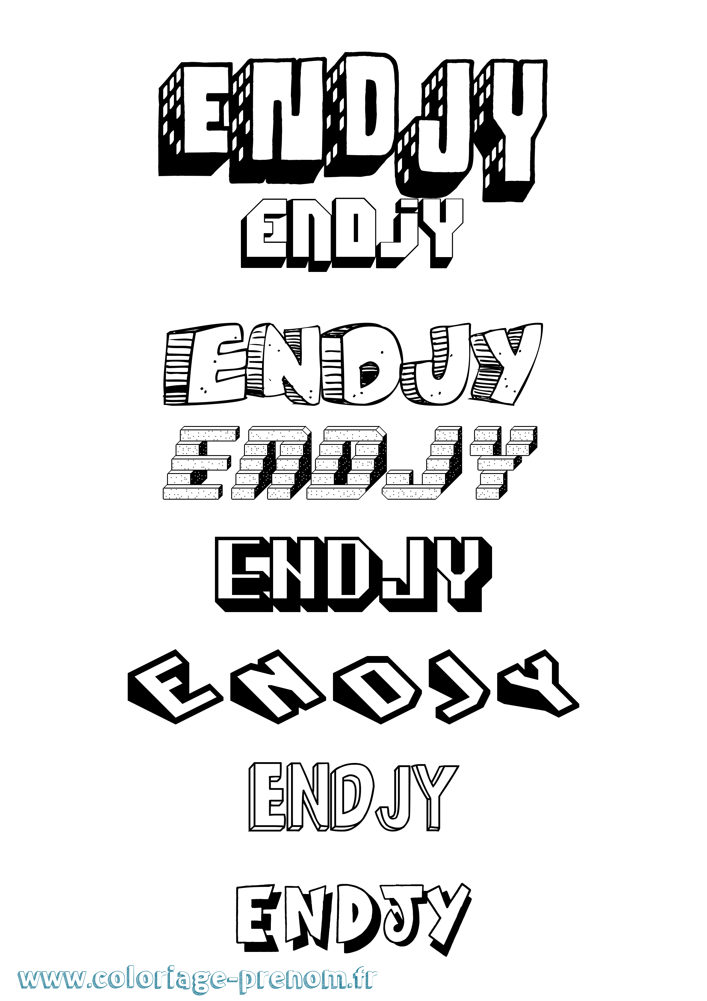 Coloriage Endjy Effet 3D Coloriage prénom Endjy Effet 3D