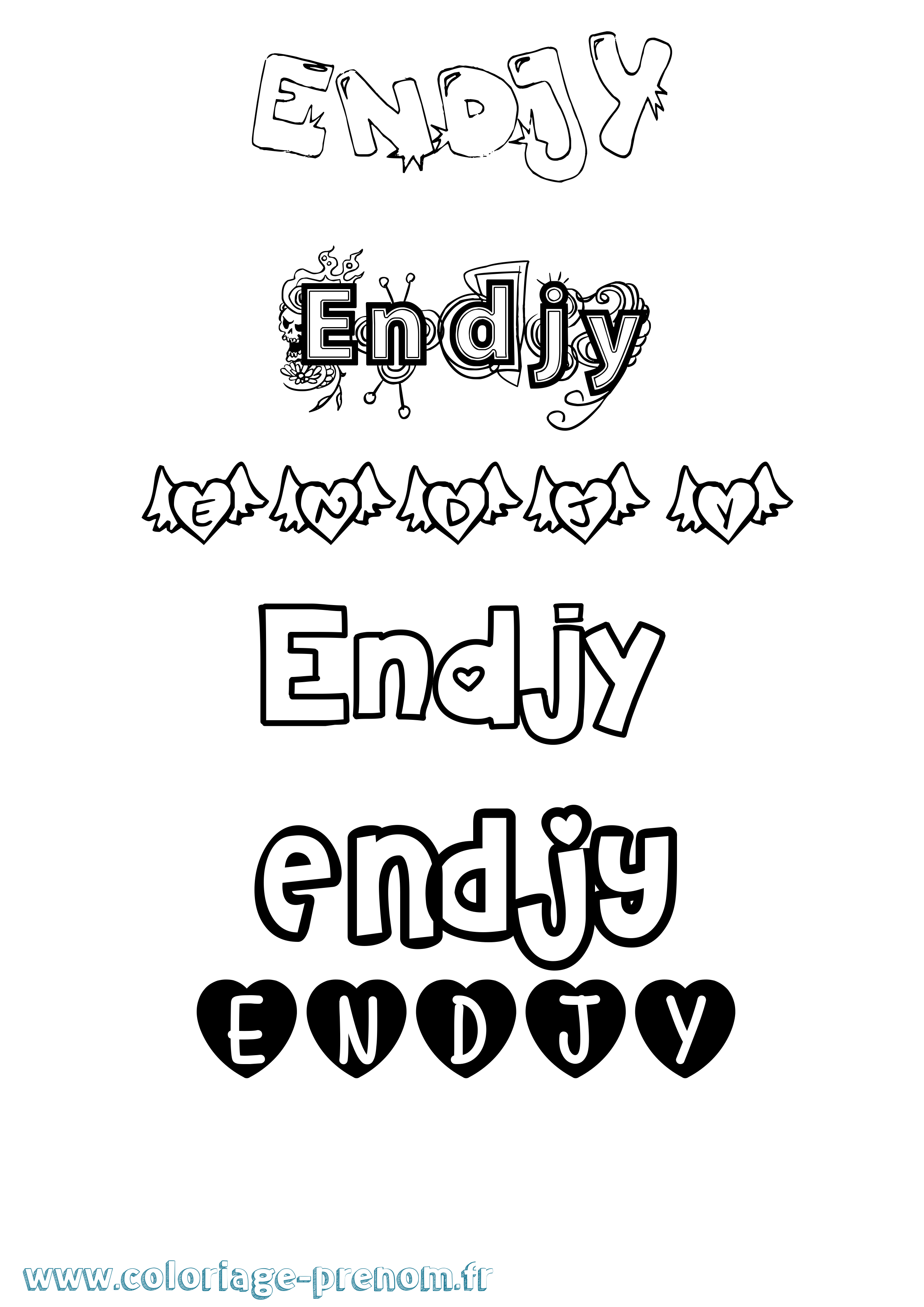 Coloriage Endjy Girly Coloriage prénom Endjy Girly