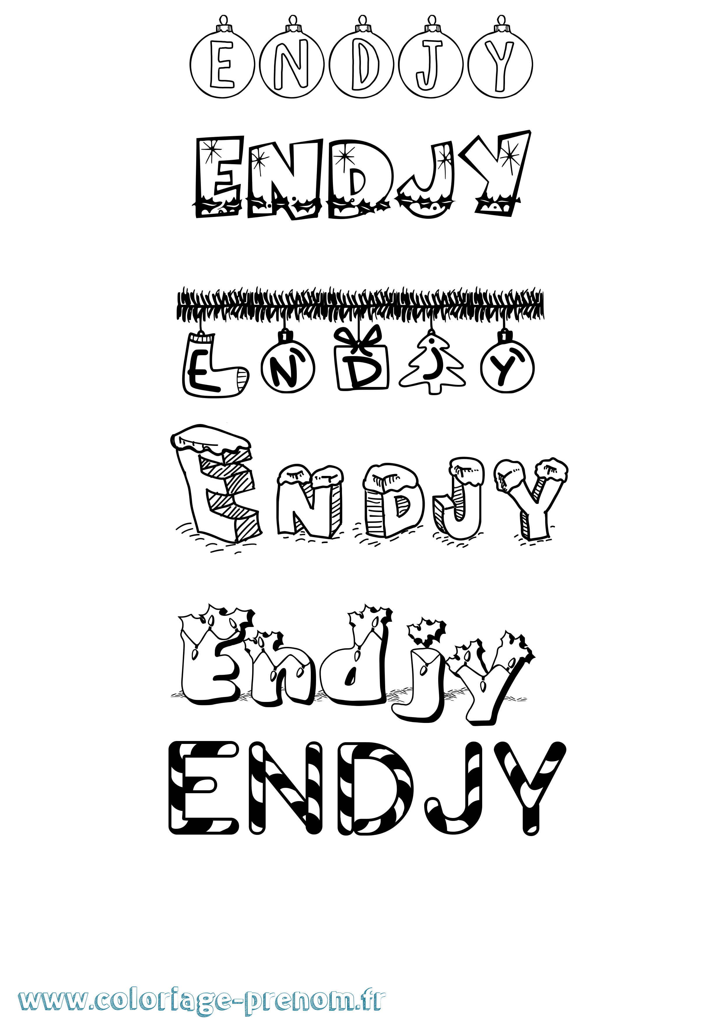Coloriage Endjy Noël Coloriage prénom Endjy Noël