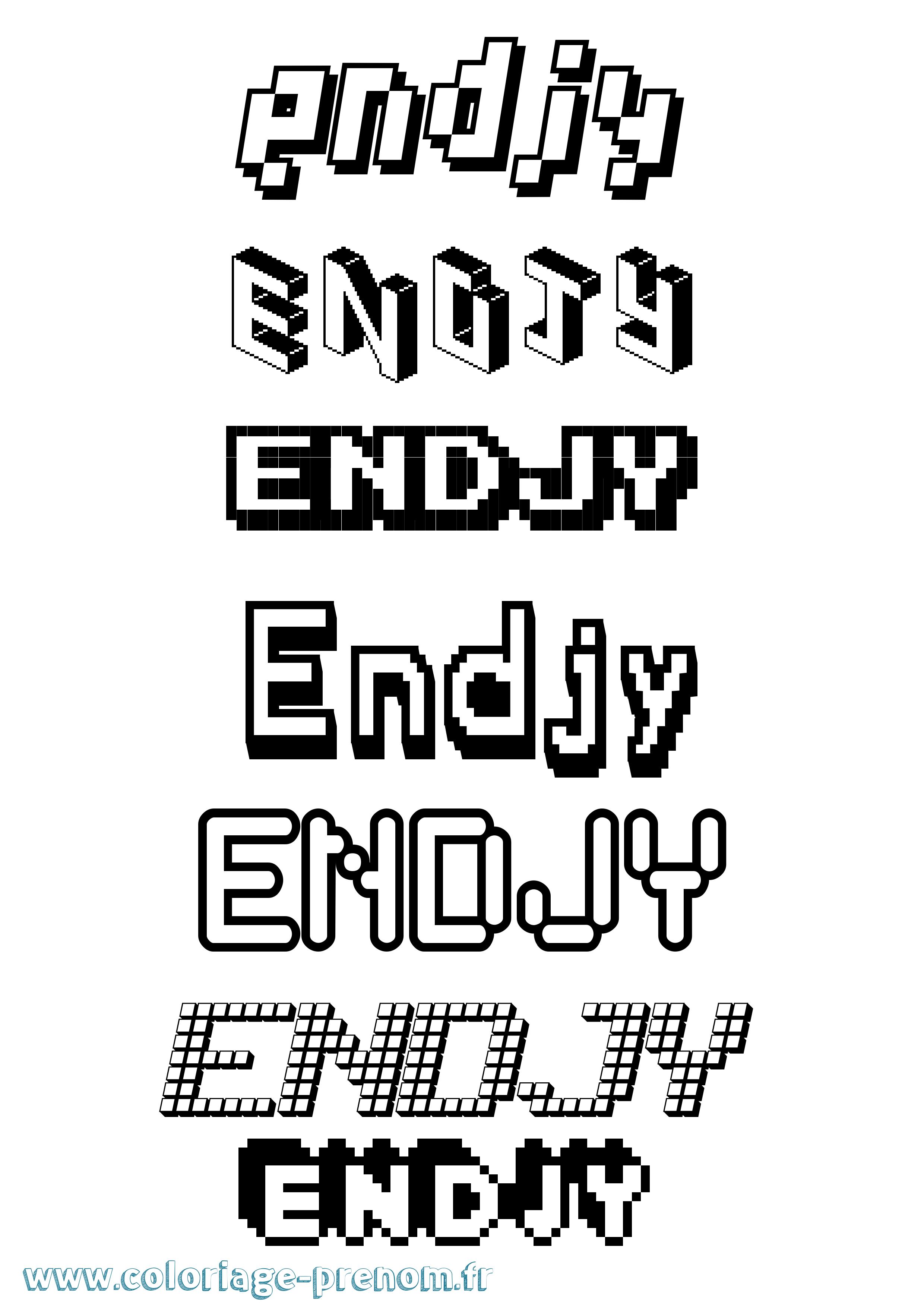 Coloriage Endjy Pixel Coloriage prénom Endjy Pixel