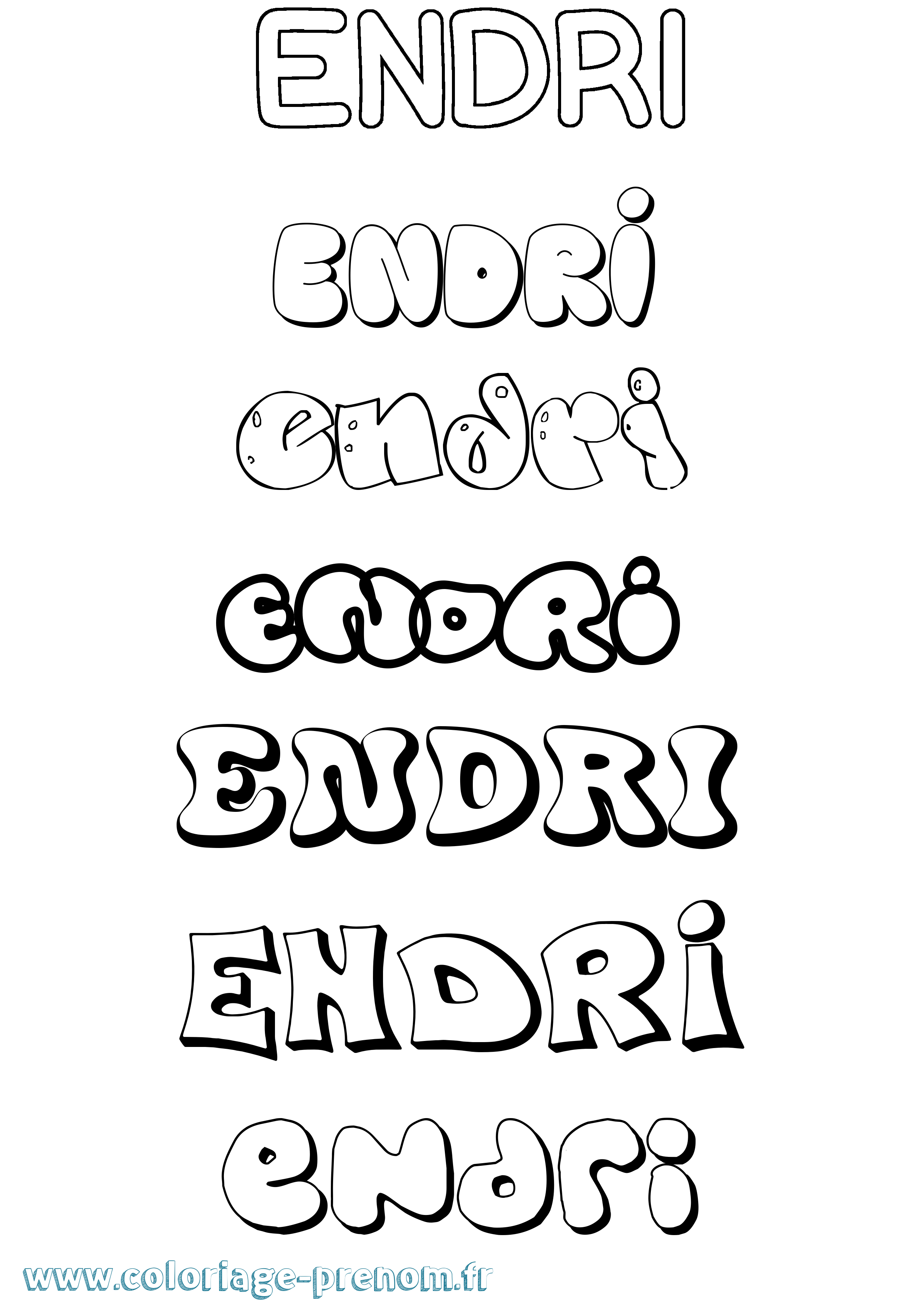 Coloriage Endri Bubble Coloriage prénom Endri Bubble