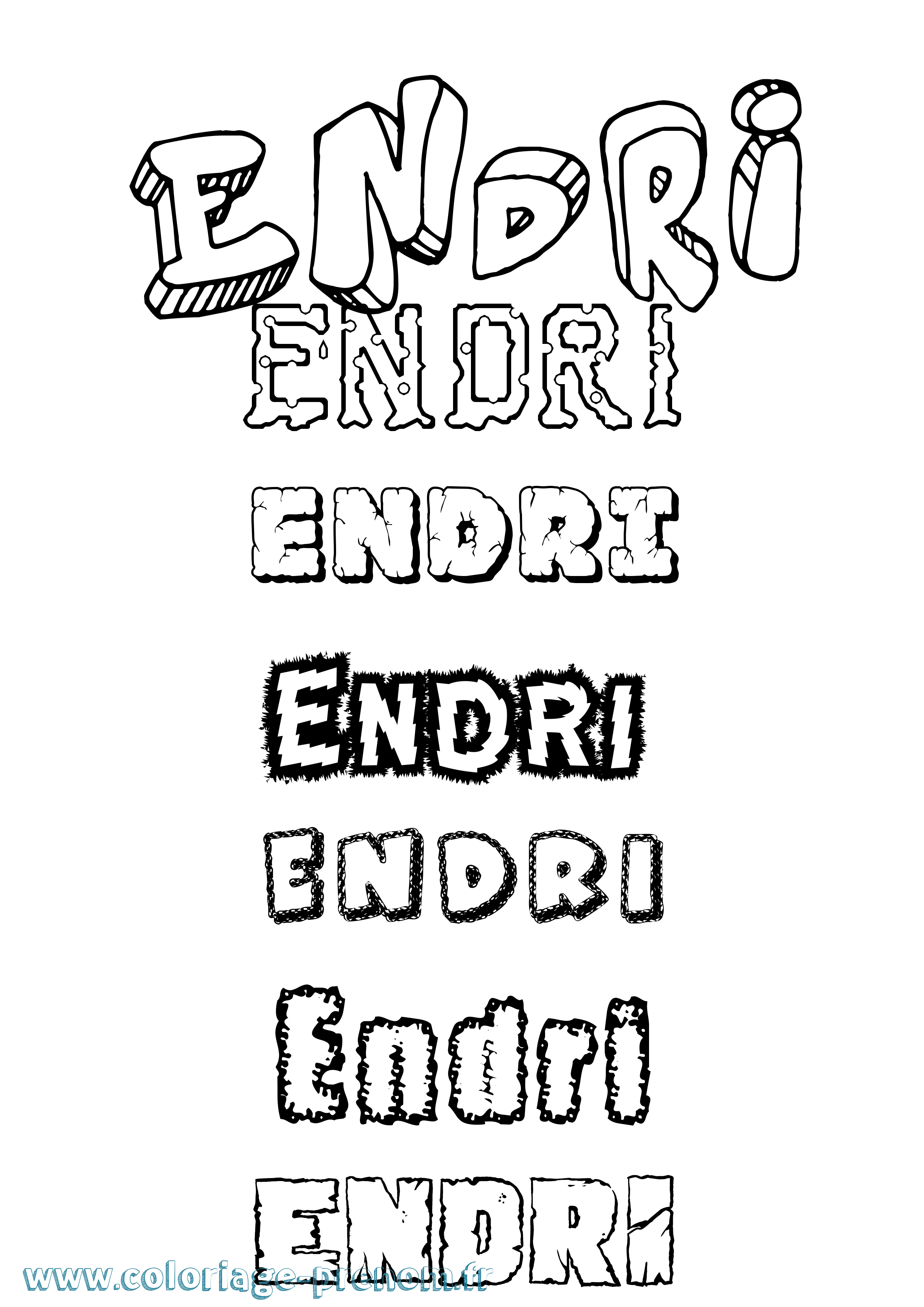 Coloriage Endri Destructuré Coloriage prénom Endri Destructuré
