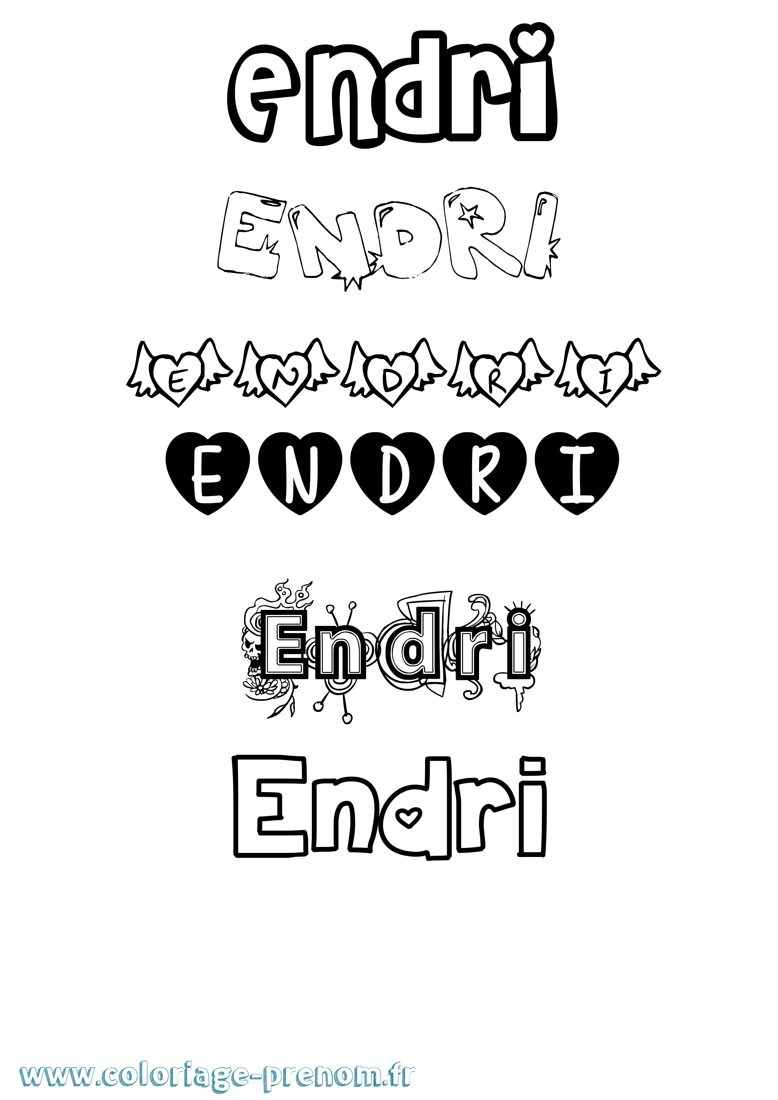 Coloriage Endri Girly Coloriage prénom Endri Girly