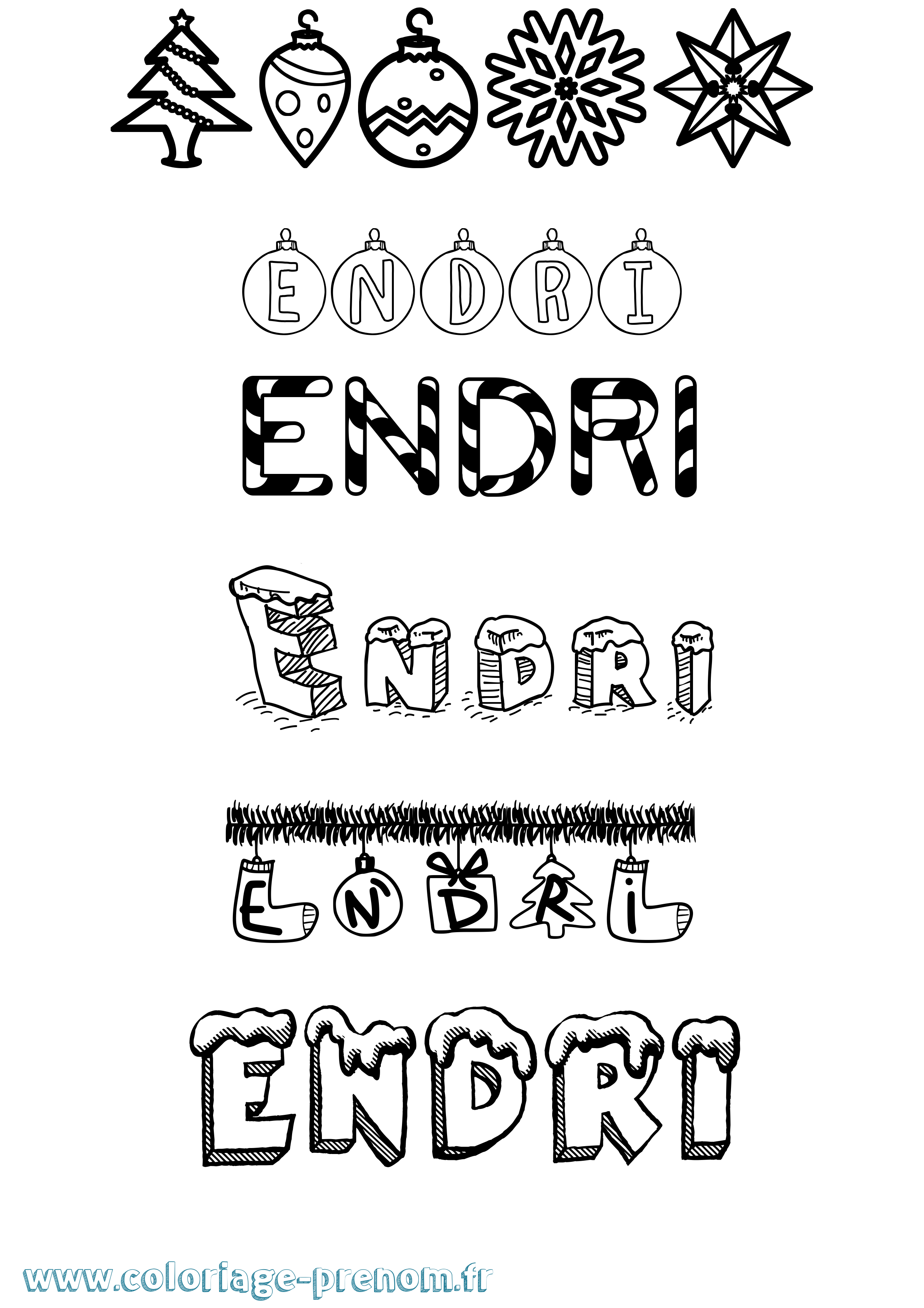 Coloriage Endri Noël Coloriage prénom Endri Noël