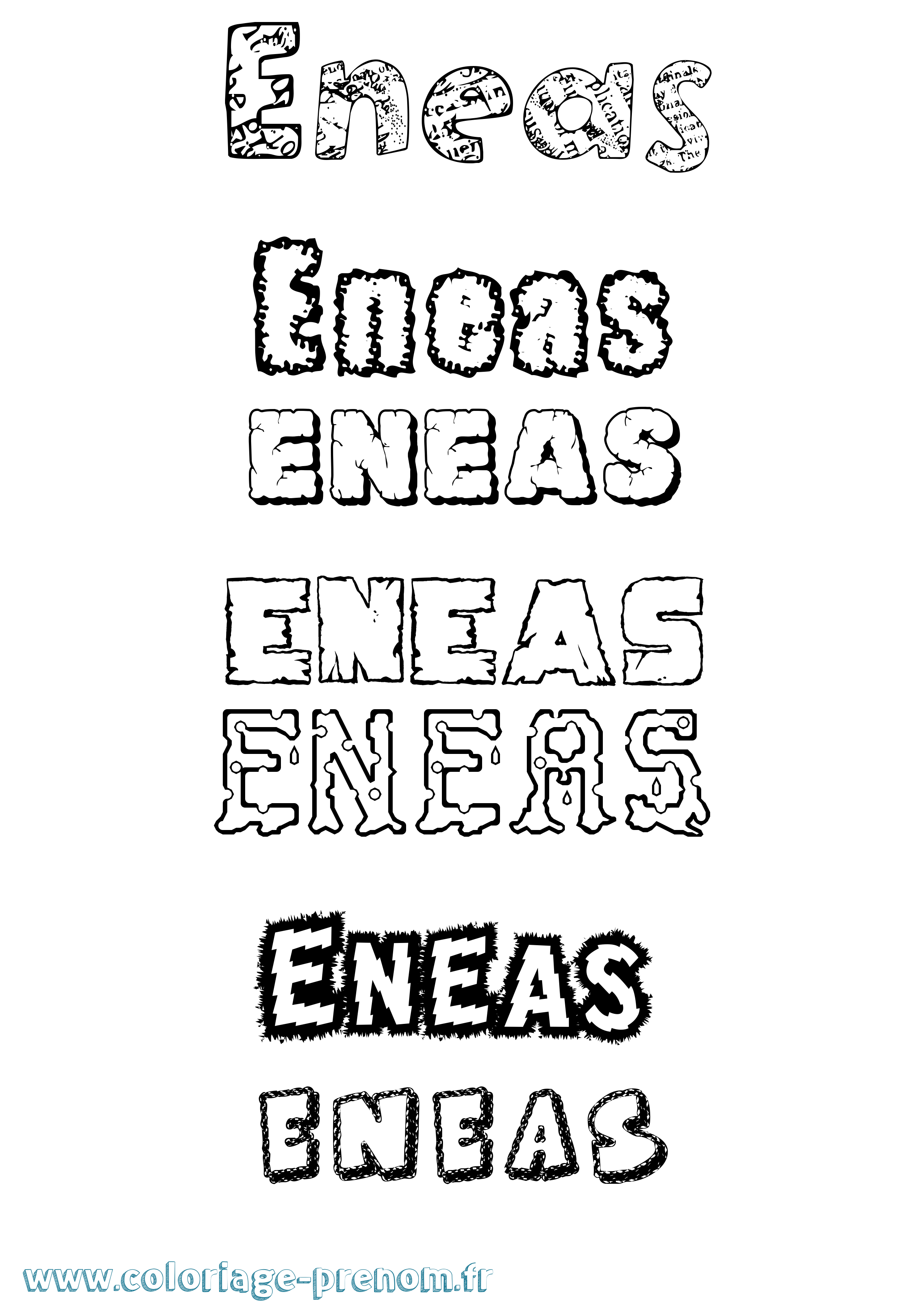 Coloriage Enéas Destructuré Coloriage prénom Enéas Destructuré