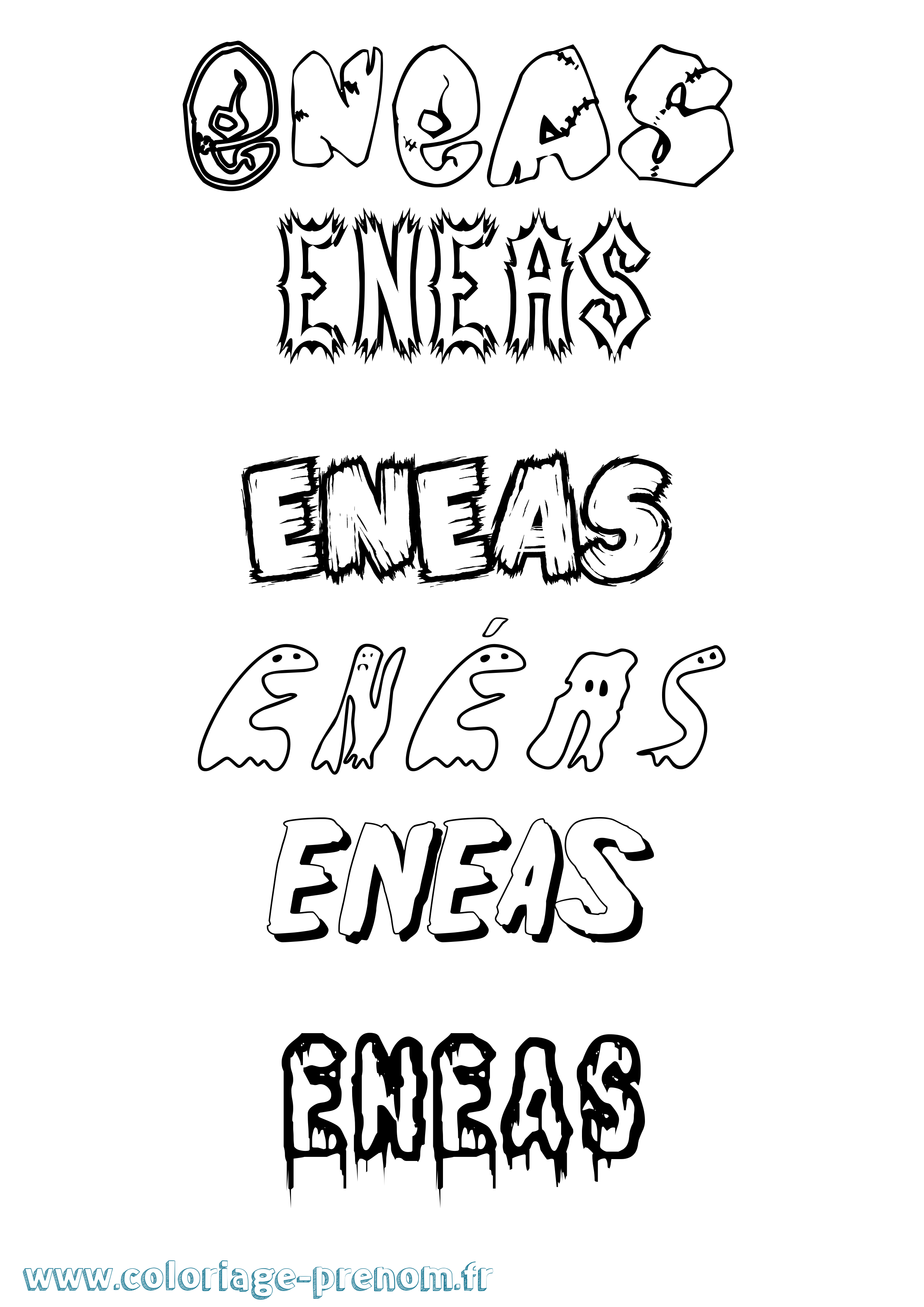 Coloriage Enéas Frisson Coloriage prénom Enéas Frisson