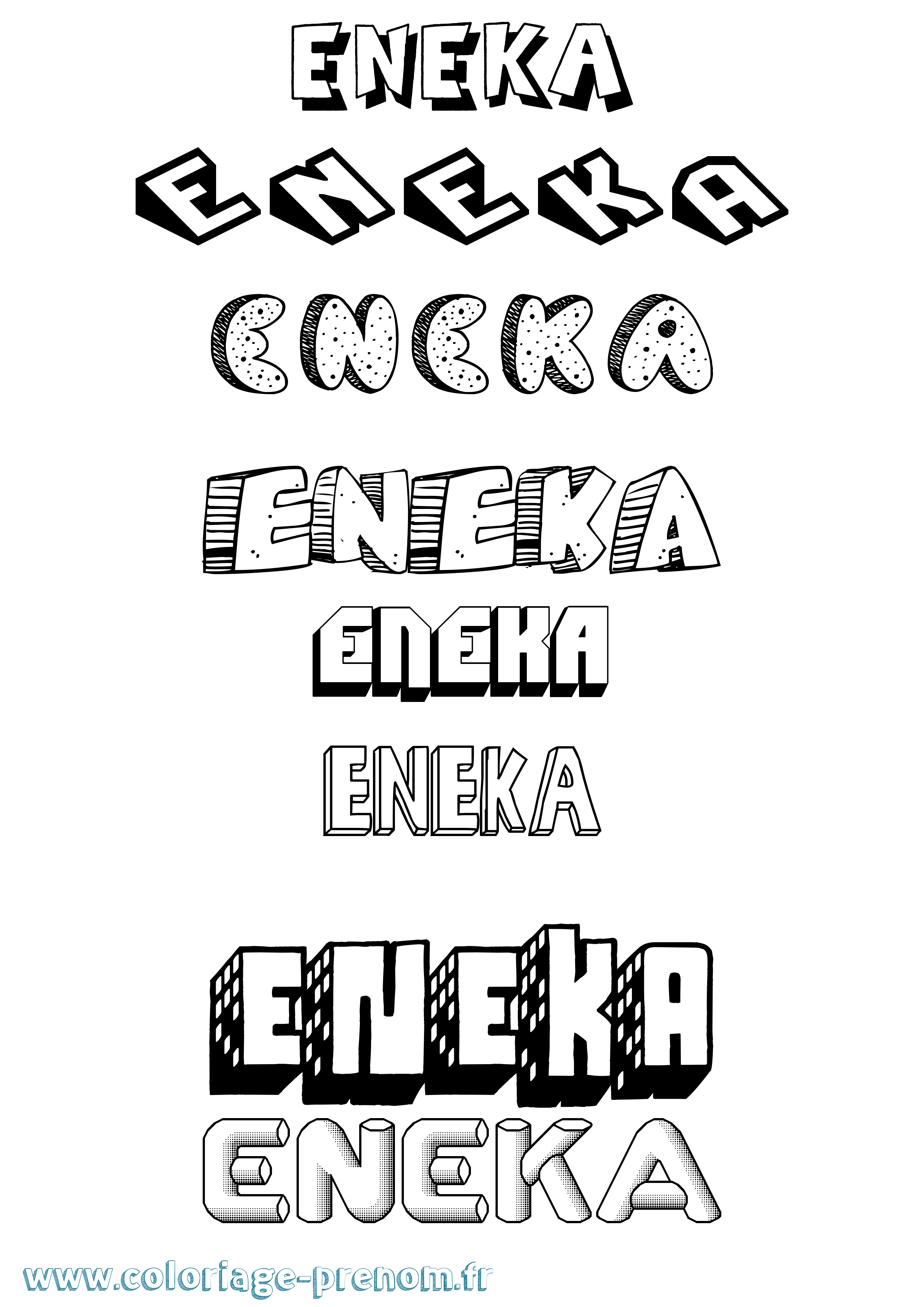 Coloriage Eneka Effet 3D Coloriage prénom Eneka Effet 3D