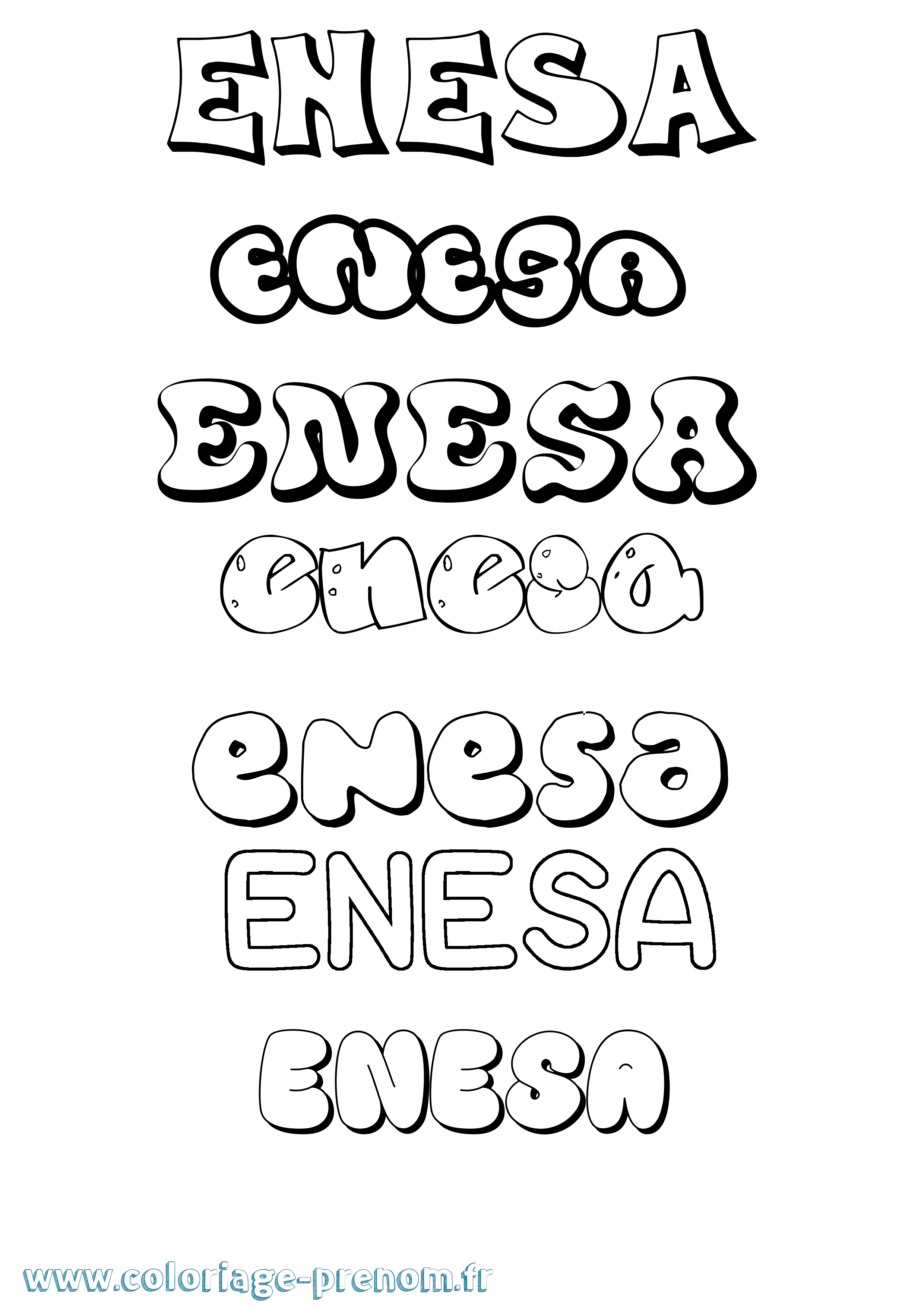 Coloriage Enesa Bubble Coloriage prénom Enesa Bubble