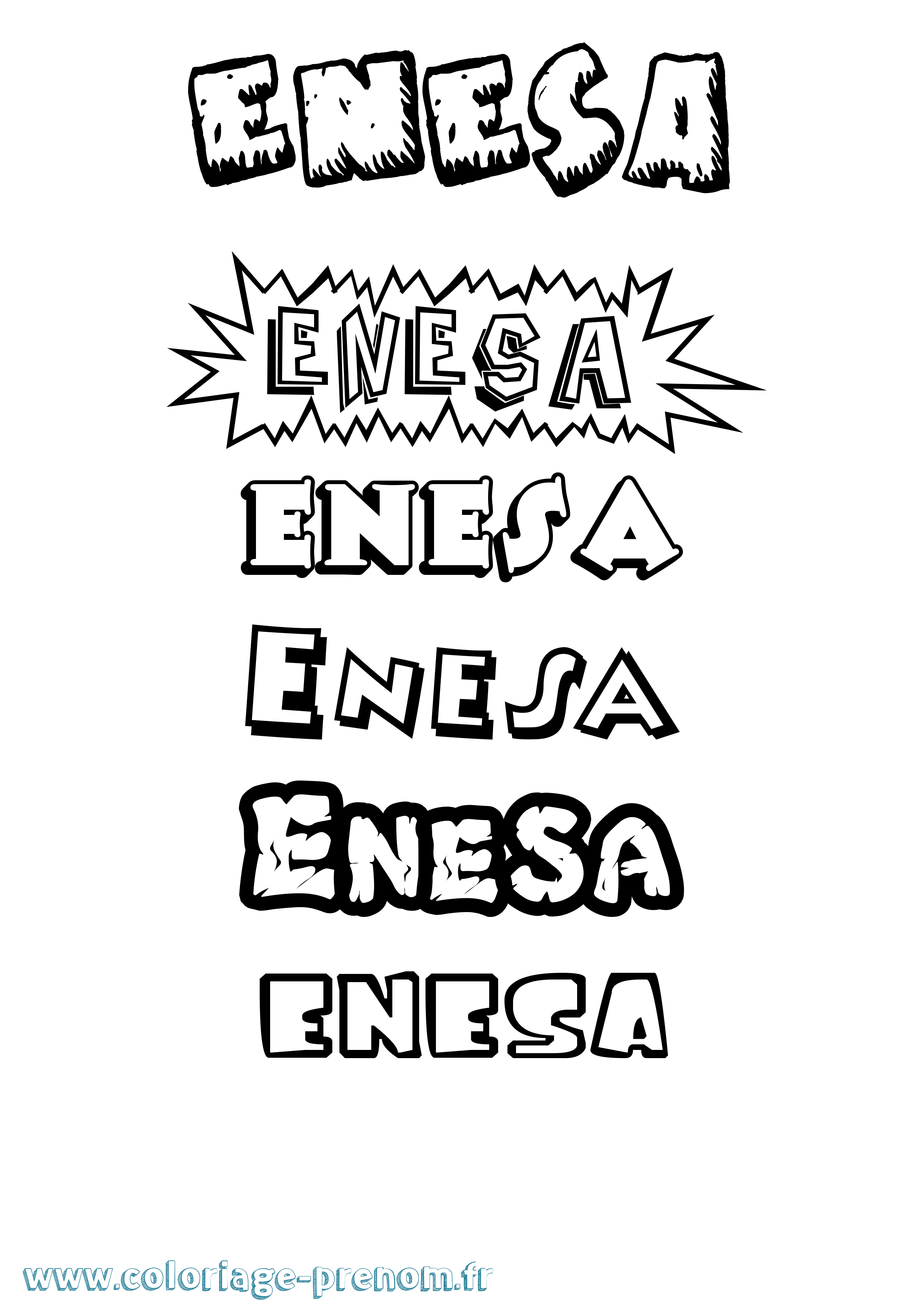 Coloriage Enesa Dessin Animé Coloriage prénom Enesa Dessin Animé