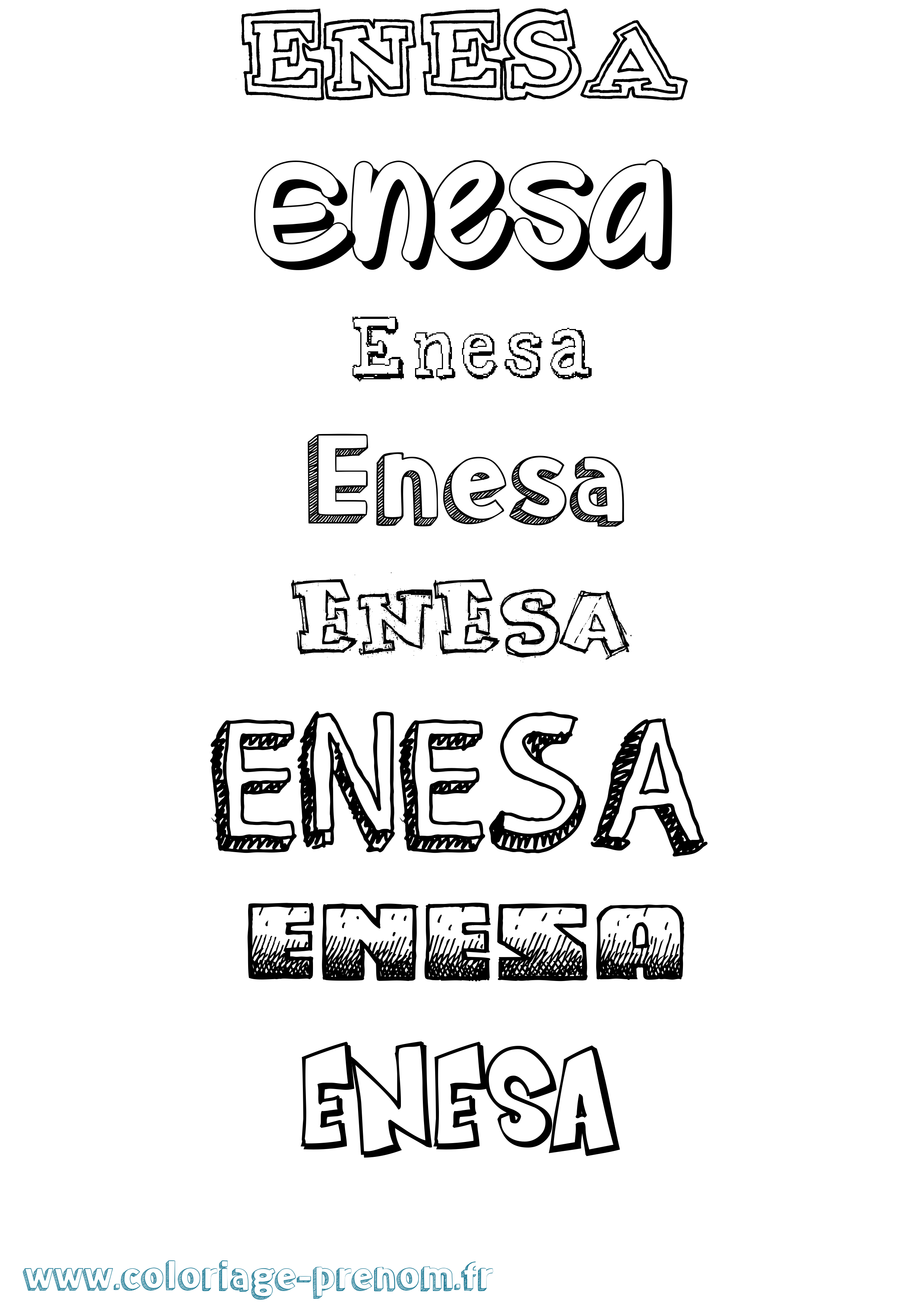 Coloriage Enesa Dessiné Coloriage prénom Enesa Dessiné