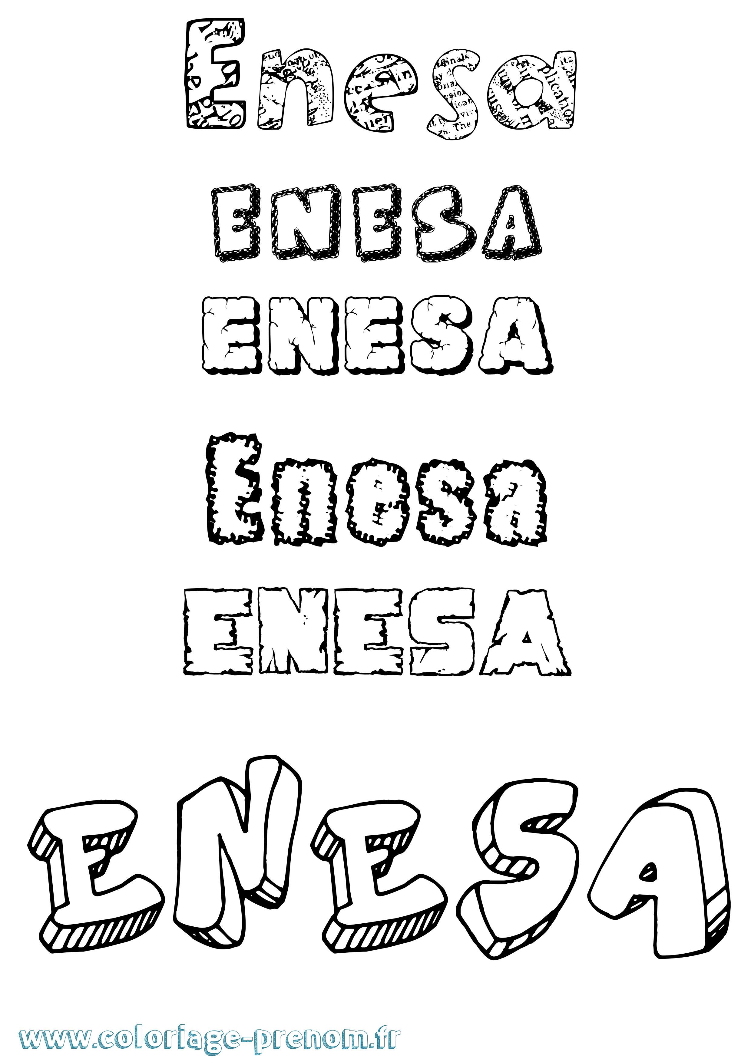 Coloriage Enesa Destructuré Coloriage prénom Enesa Destructuré