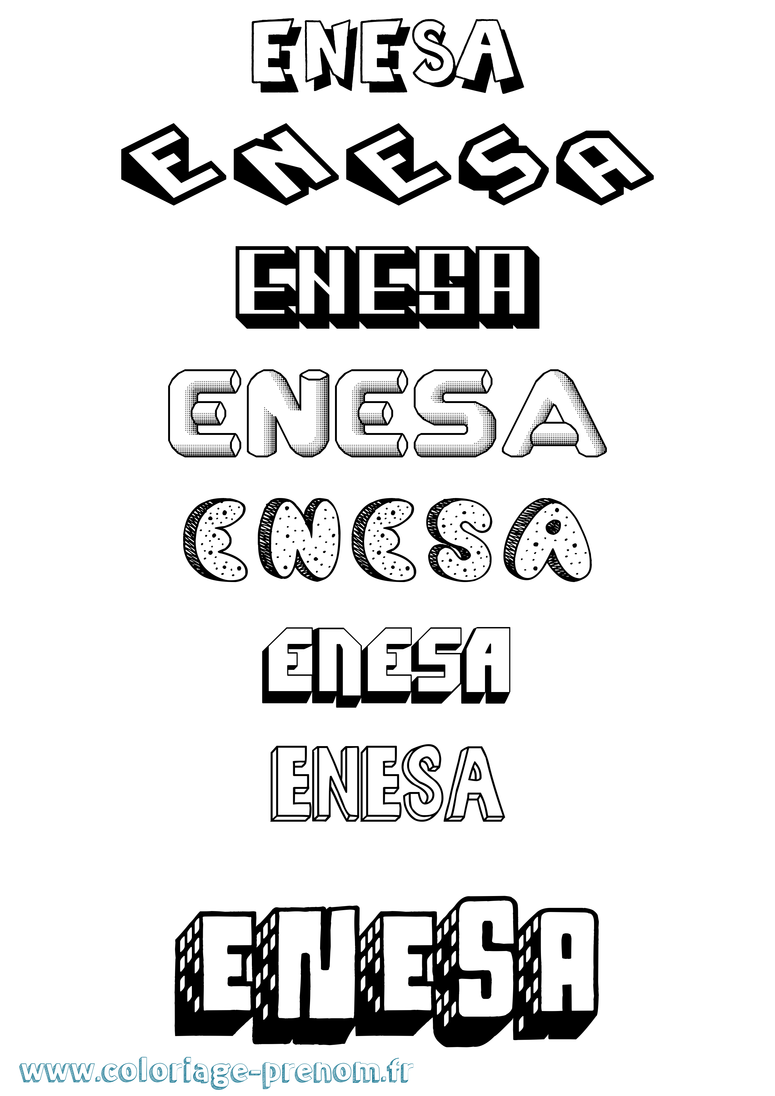 Coloriage Enesa Effet 3D Coloriage prénom Enesa Effet 3D