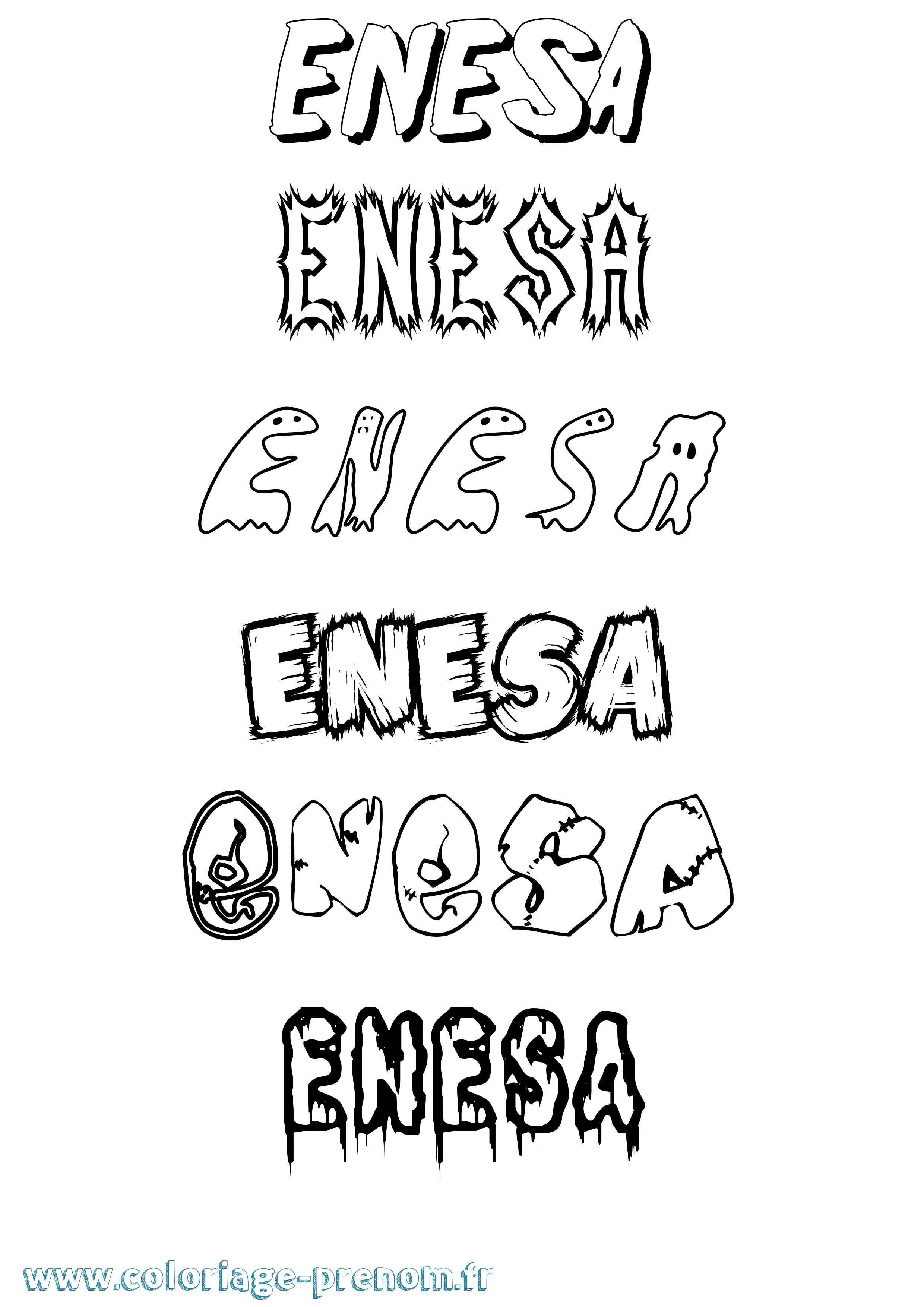 Coloriage Enesa Frisson Coloriage prénom Enesa Frisson