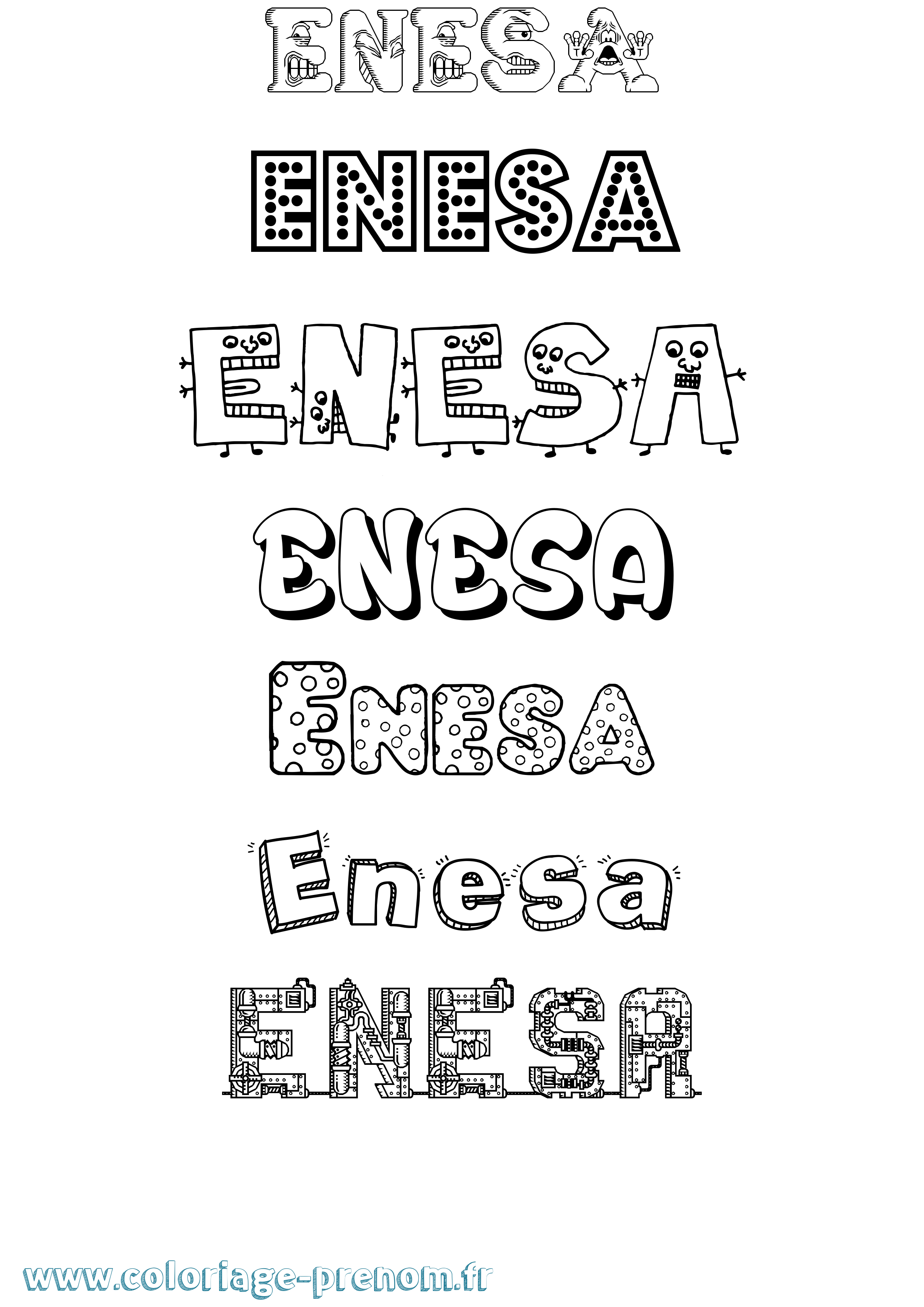 Coloriage Enesa Fun Coloriage prénom Enesa Fun