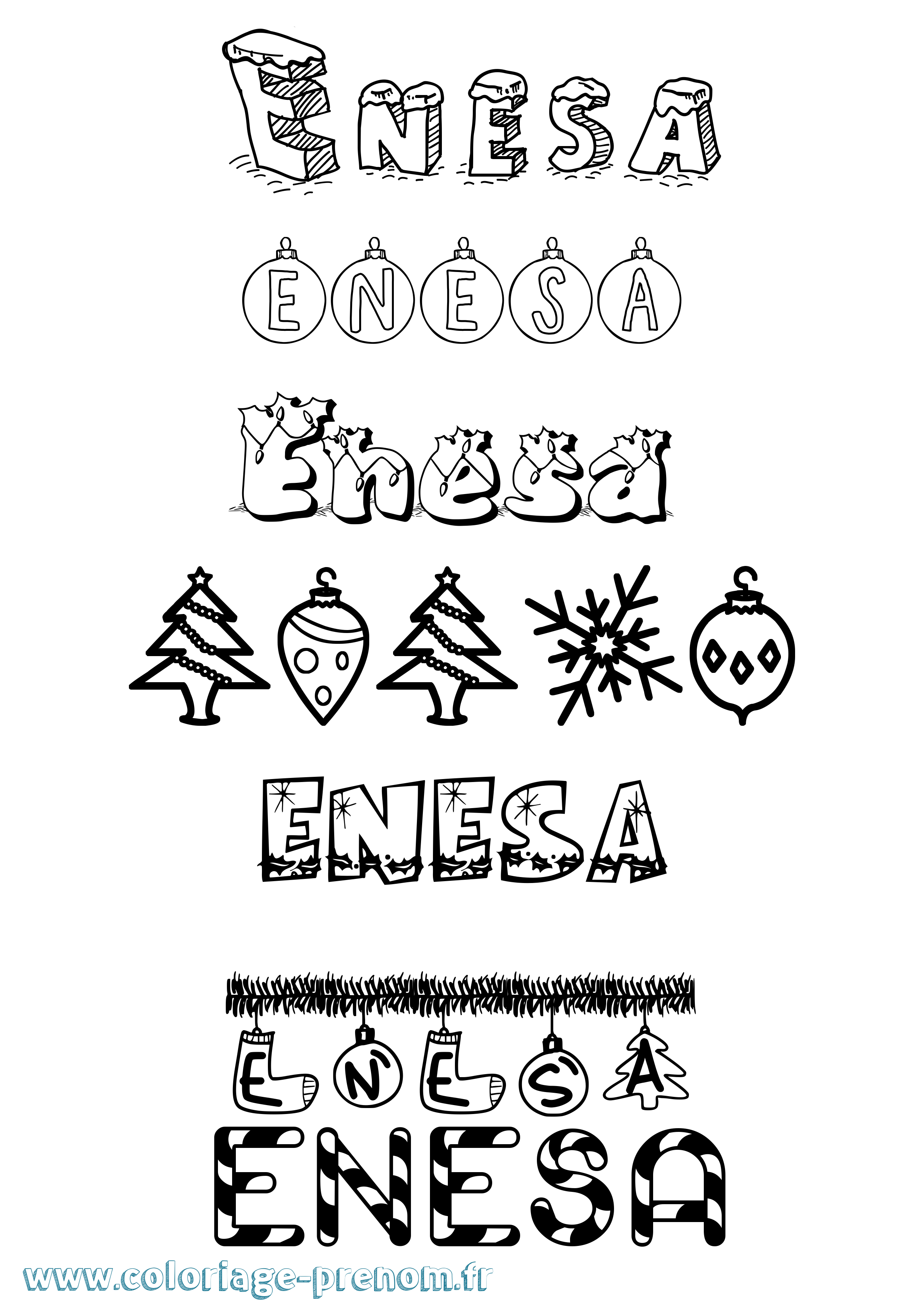 Coloriage Enesa Noël Coloriage prénom Enesa Noël