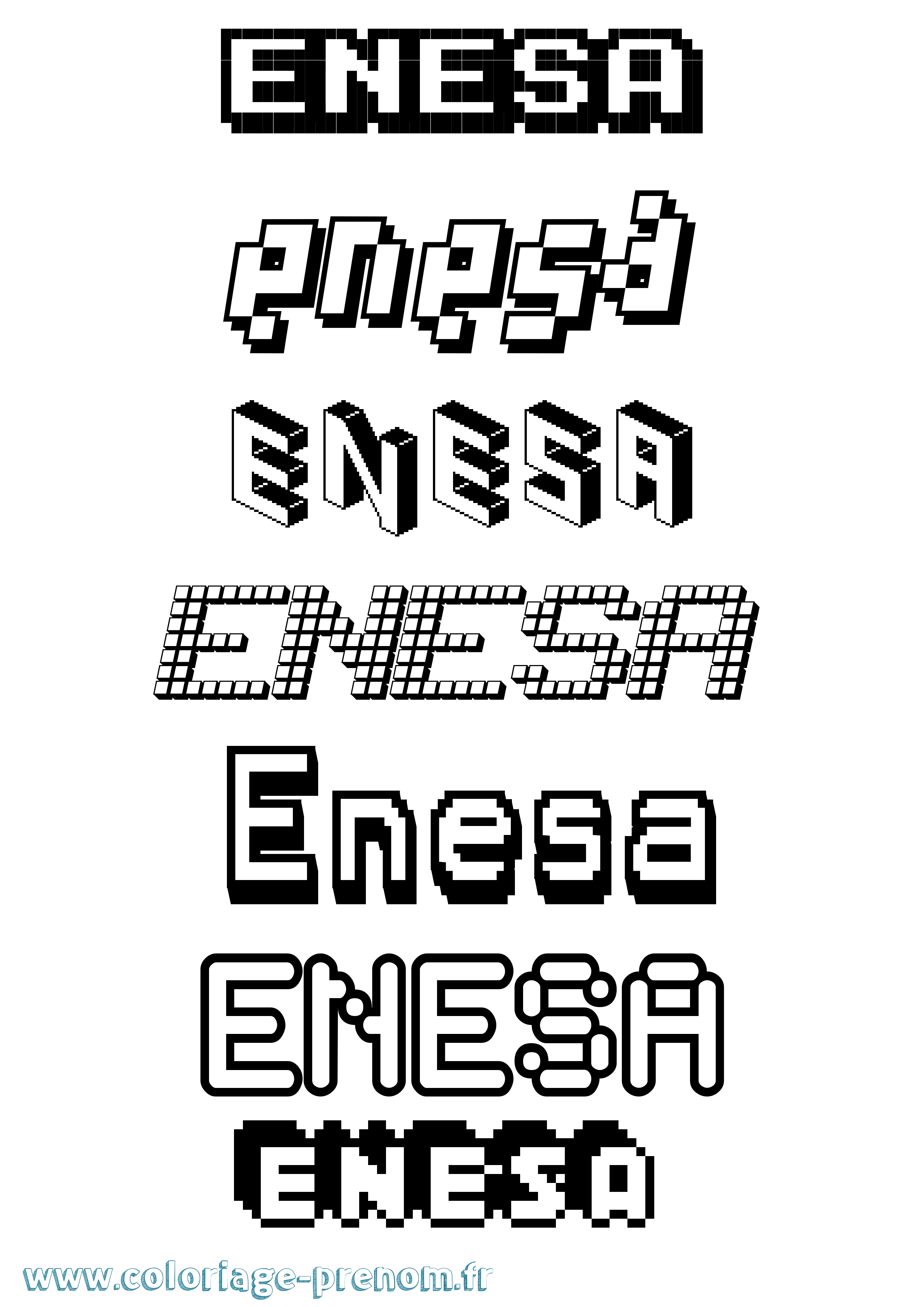 Coloriage Enesa Pixel Coloriage prénom Enesa Pixel