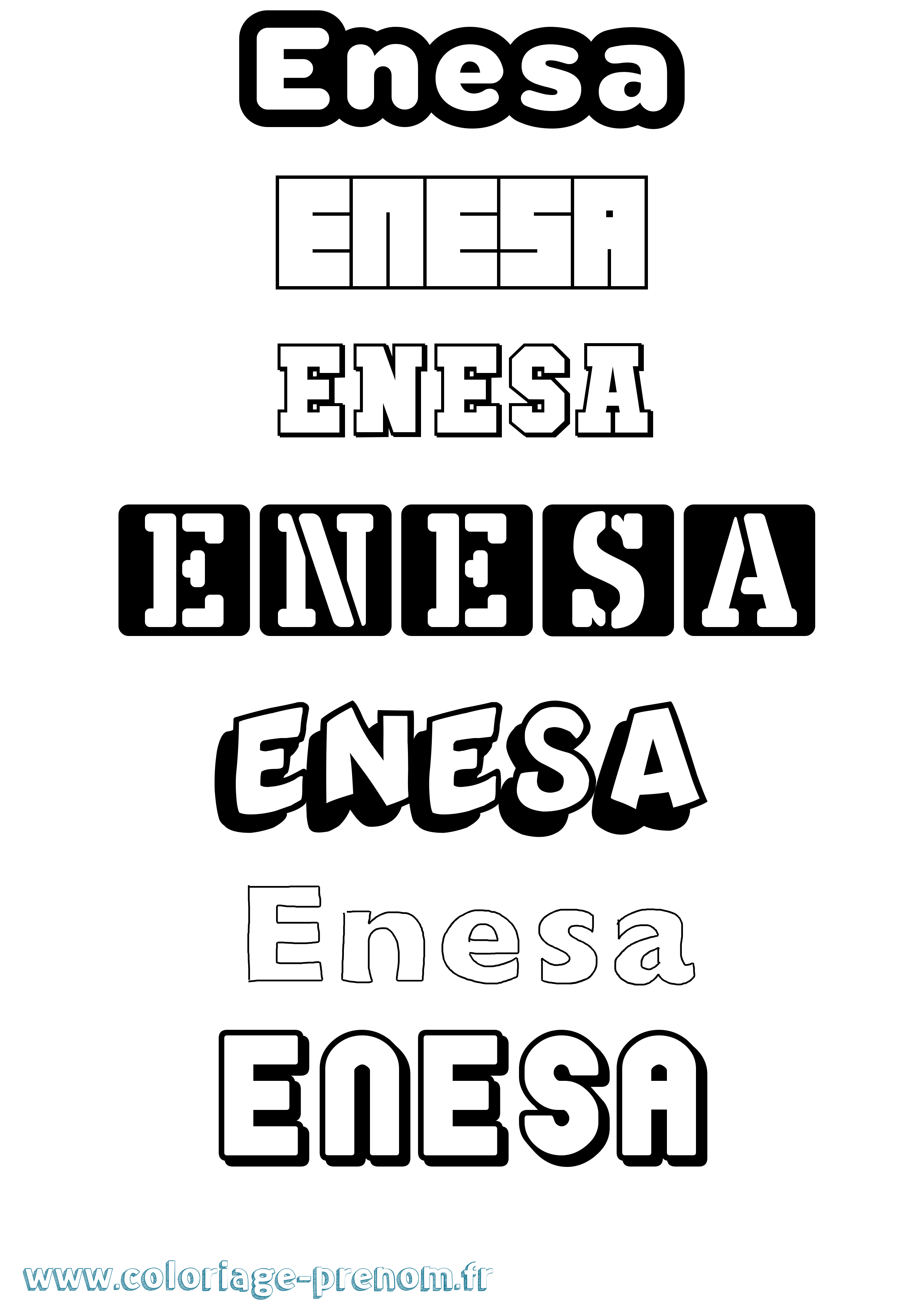 Coloriage Enesa Simple Coloriage prénom Enesa Simple