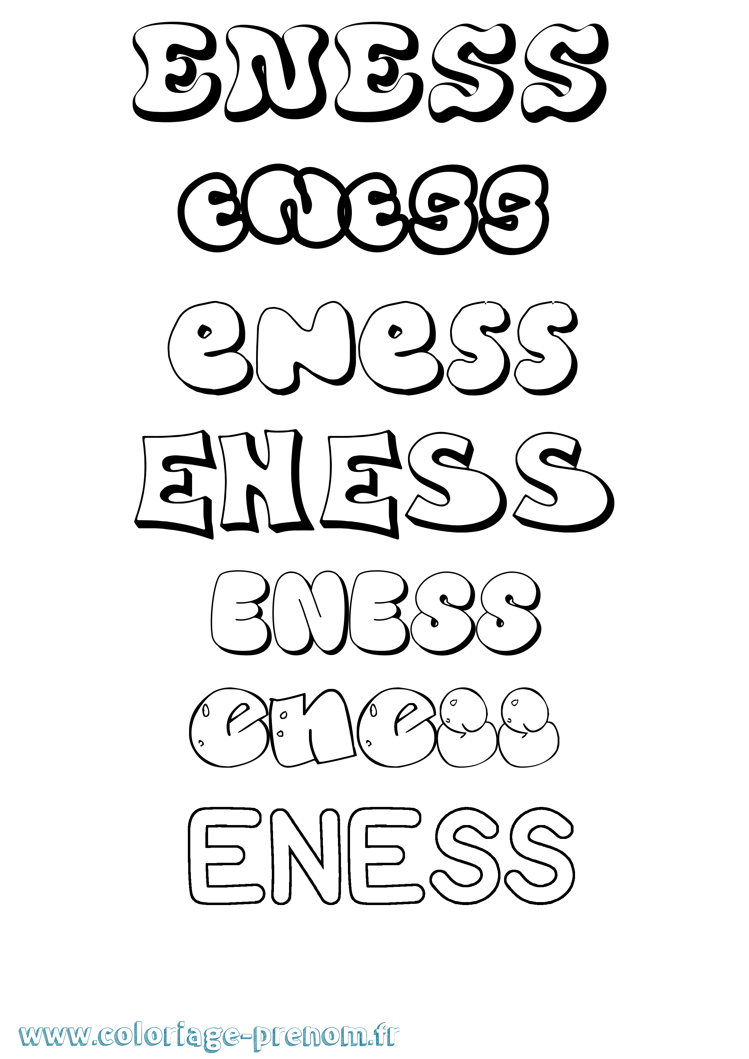 Coloriage Eness Bubble Coloriage prénom Eness Bubble