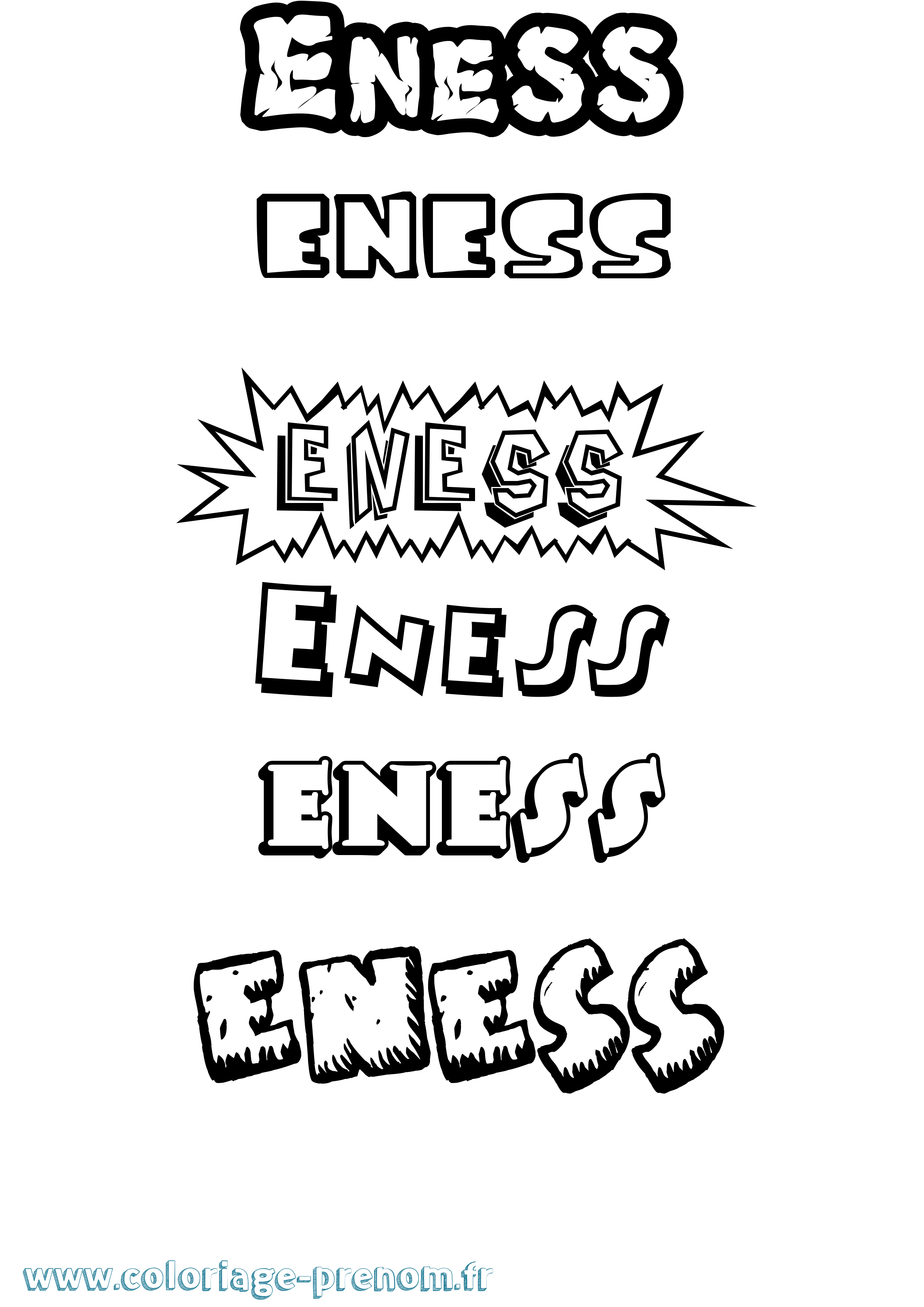 Coloriage Eness Dessin Animé Coloriage prénom Eness Dessin Animé