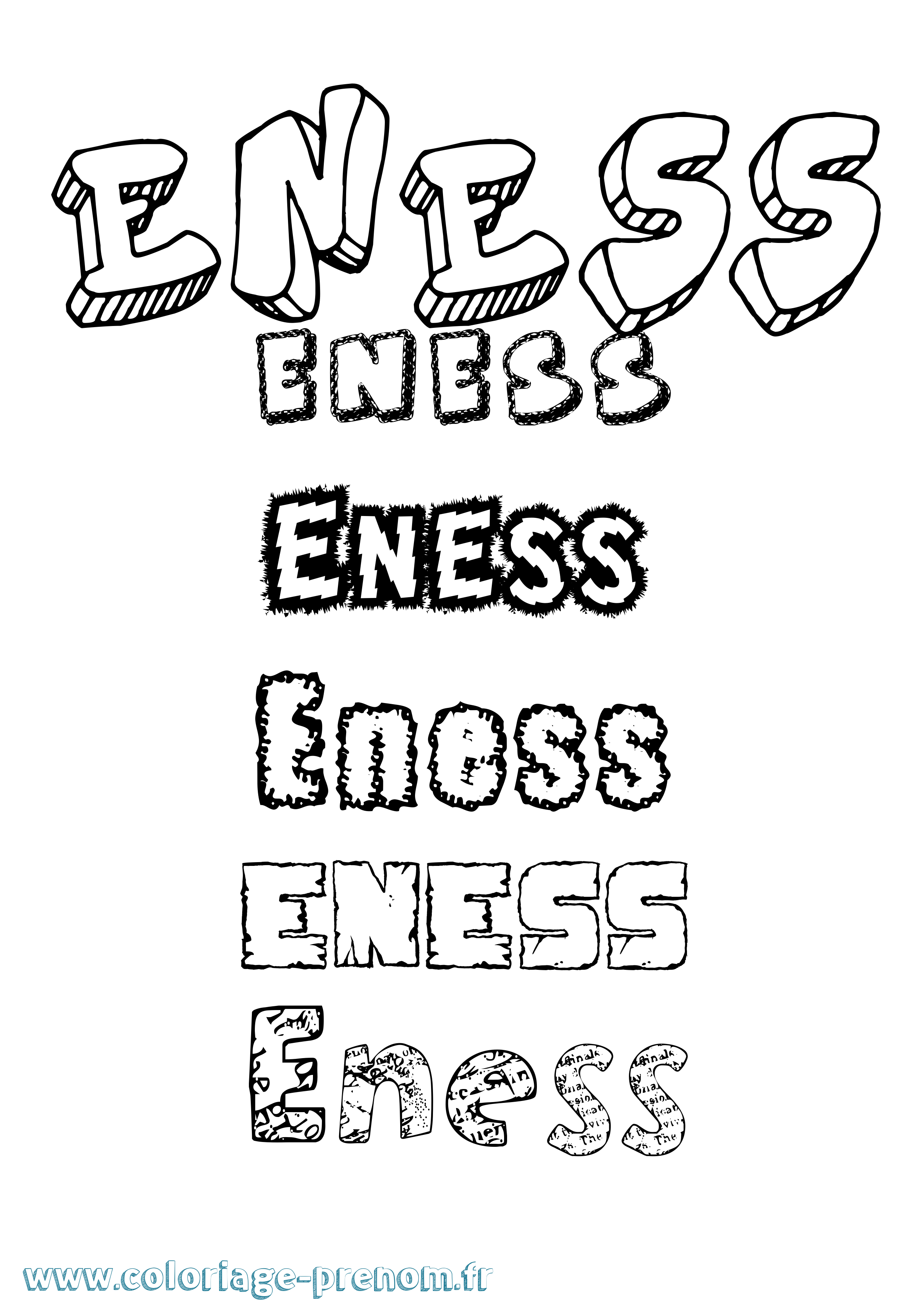 Coloriage Eness Destructuré Coloriage prénom Eness Destructuré