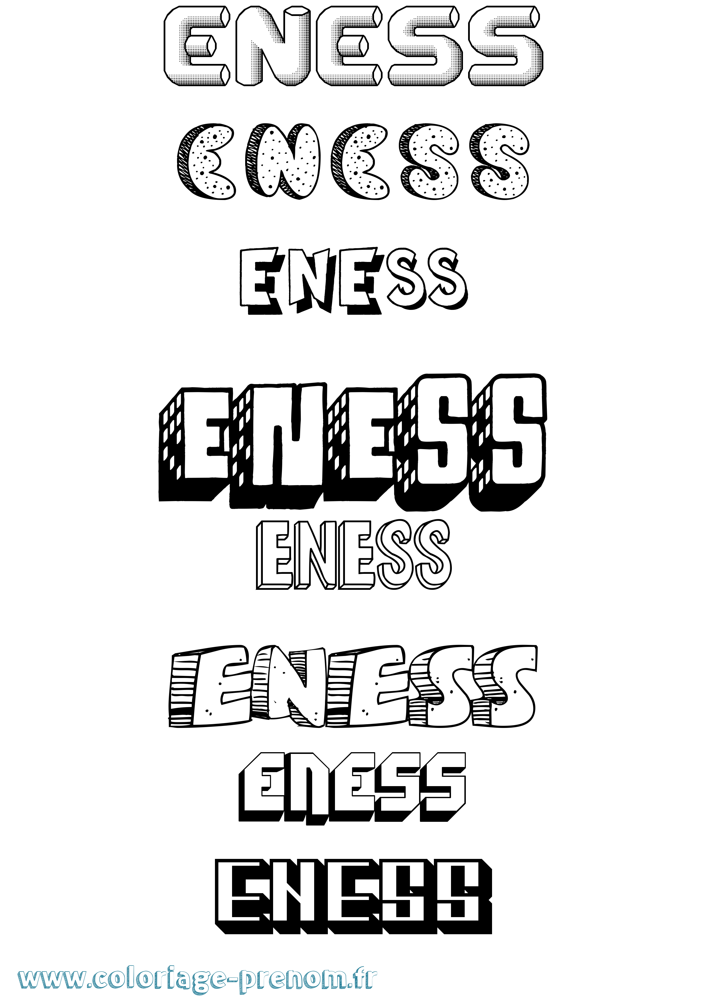 Coloriage Eness Effet 3D Coloriage prénom Eness Effet 3D