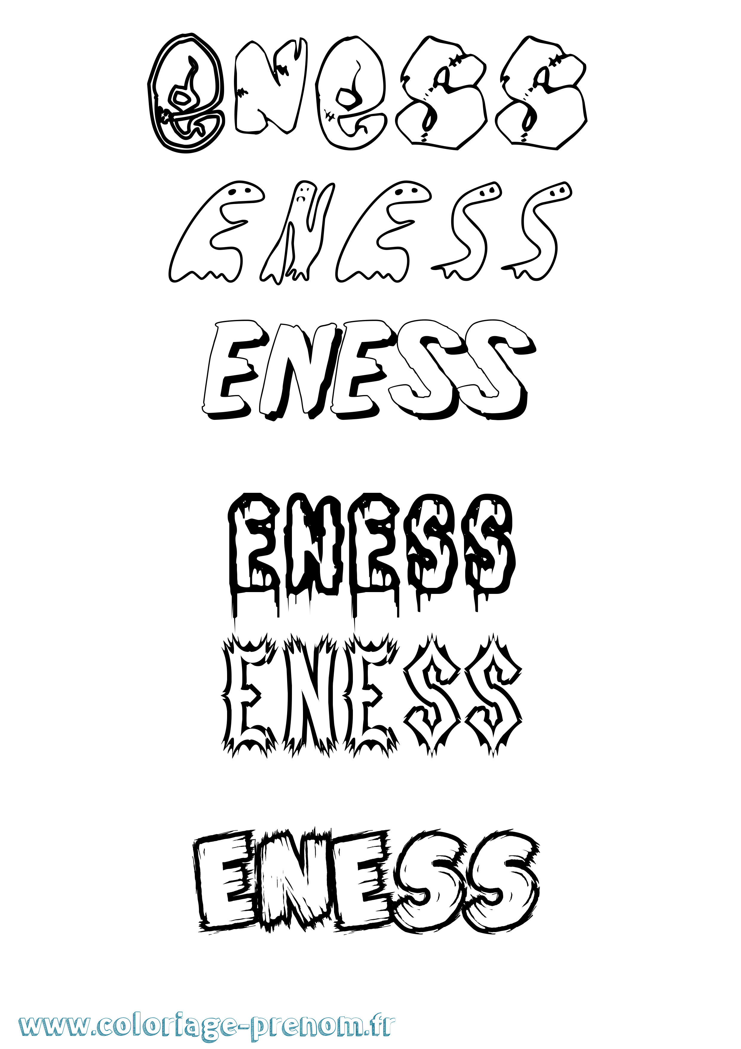 Coloriage Eness Frisson Coloriage prénom Eness Frisson
