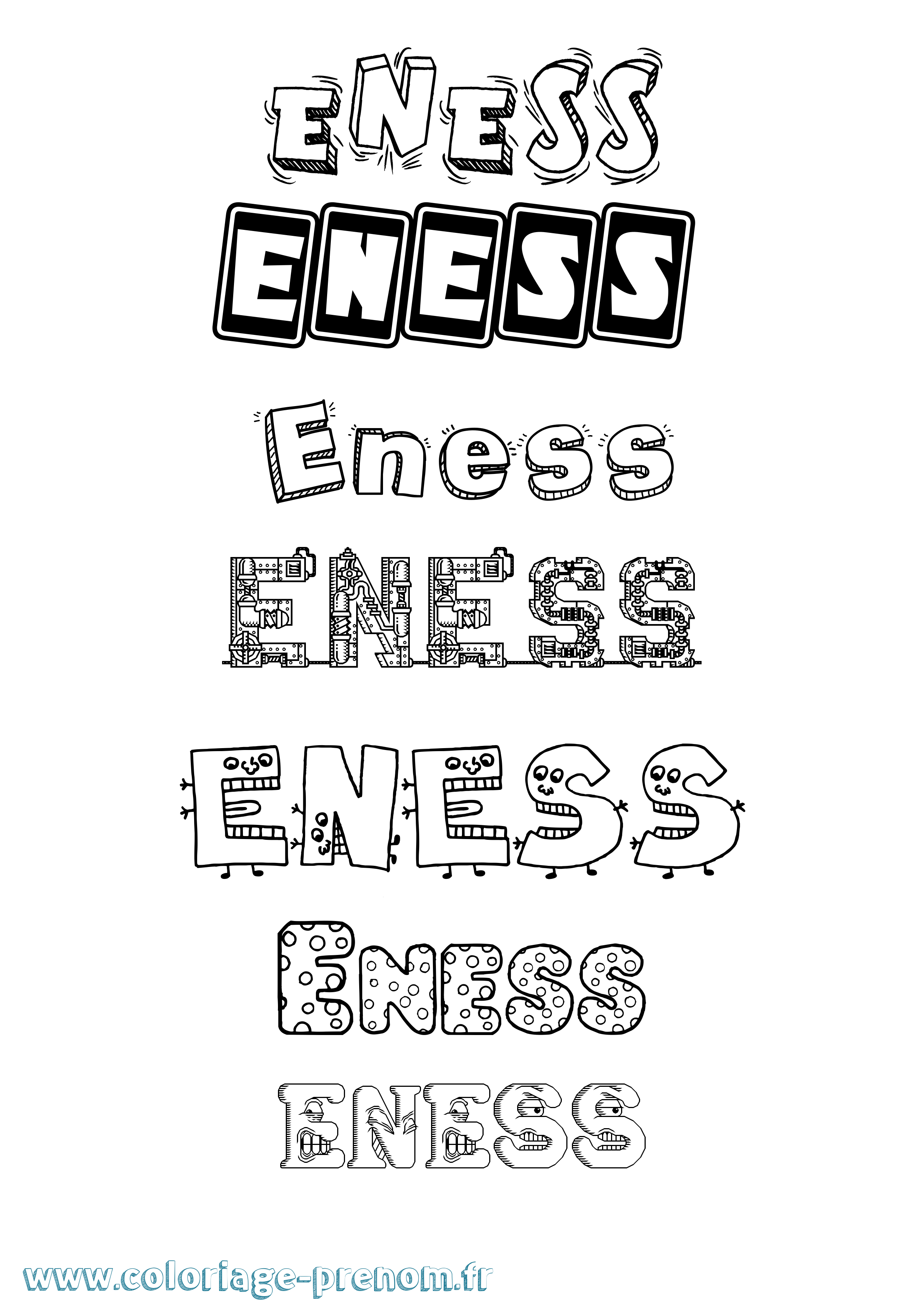 Coloriage Eness Fun Coloriage prénom Eness Fun