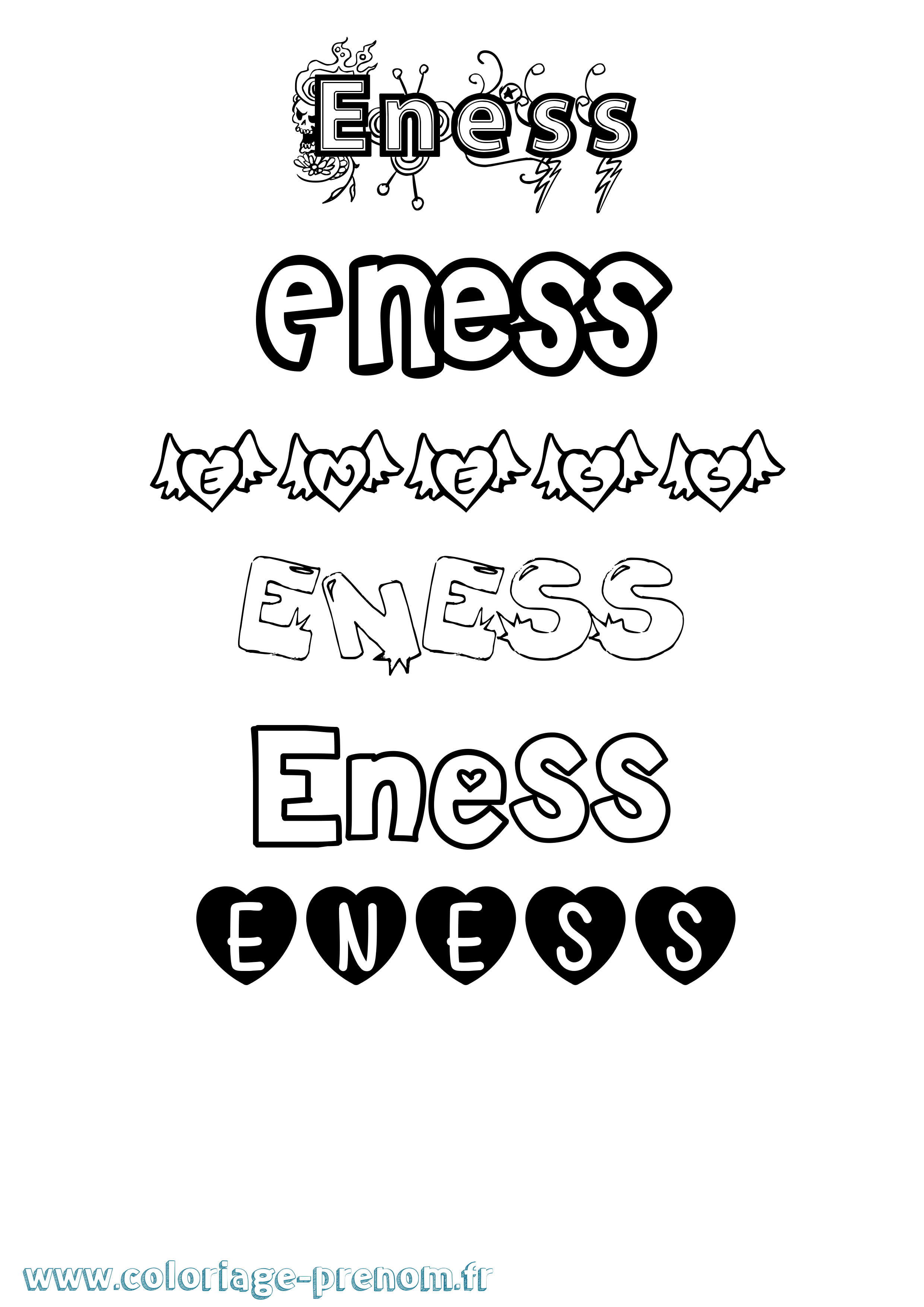 Coloriage Eness Girly Coloriage prénom Eness Girly