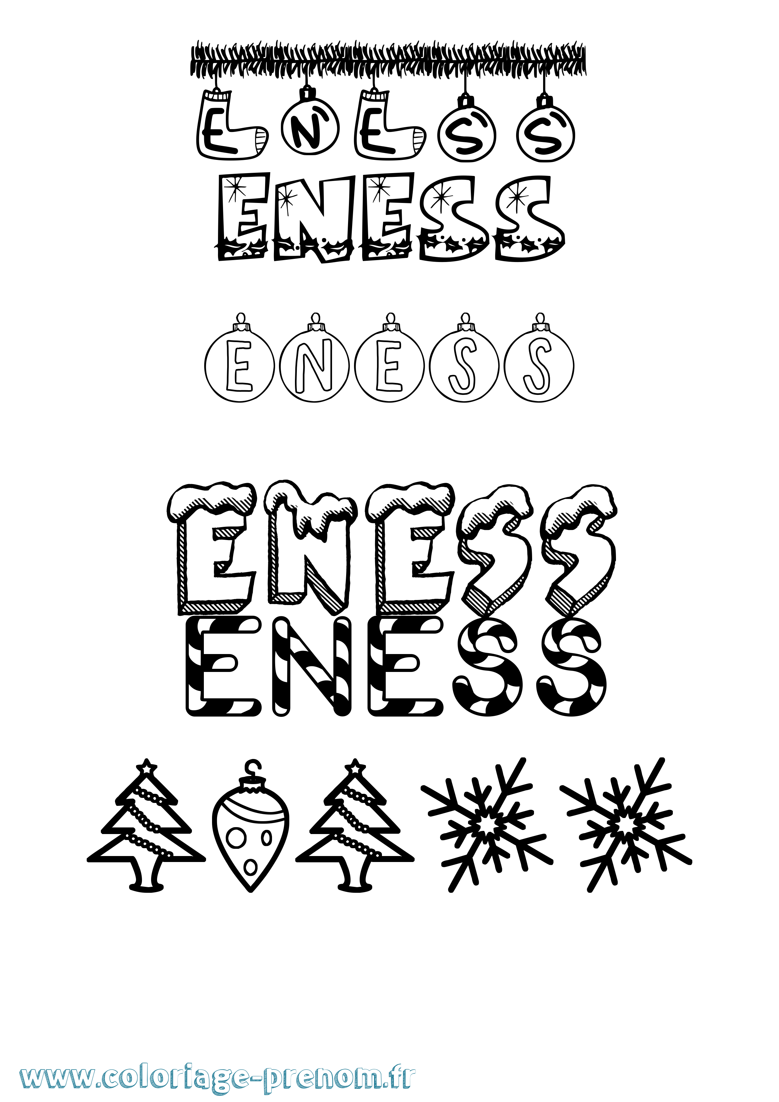 Coloriage Eness Noël Coloriage prénom Eness Noël
